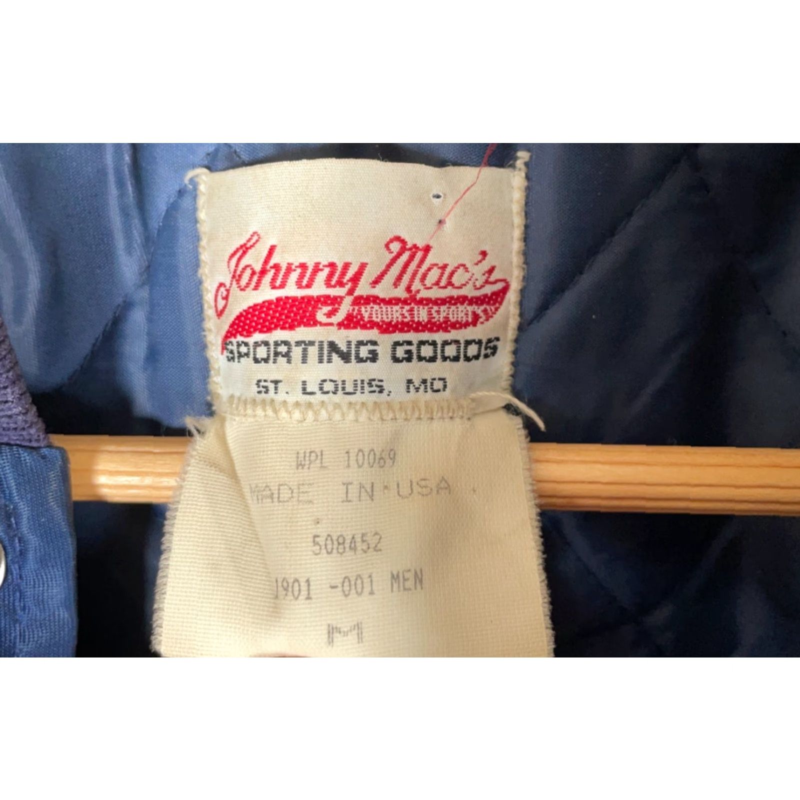 Vintage Vintage 80s Satin Bomber Jacket Adult Medium Blue Beige Trim USA Made Johnny Mac's Size US M / EU 48-50 / 2 - 3 Thumbnail