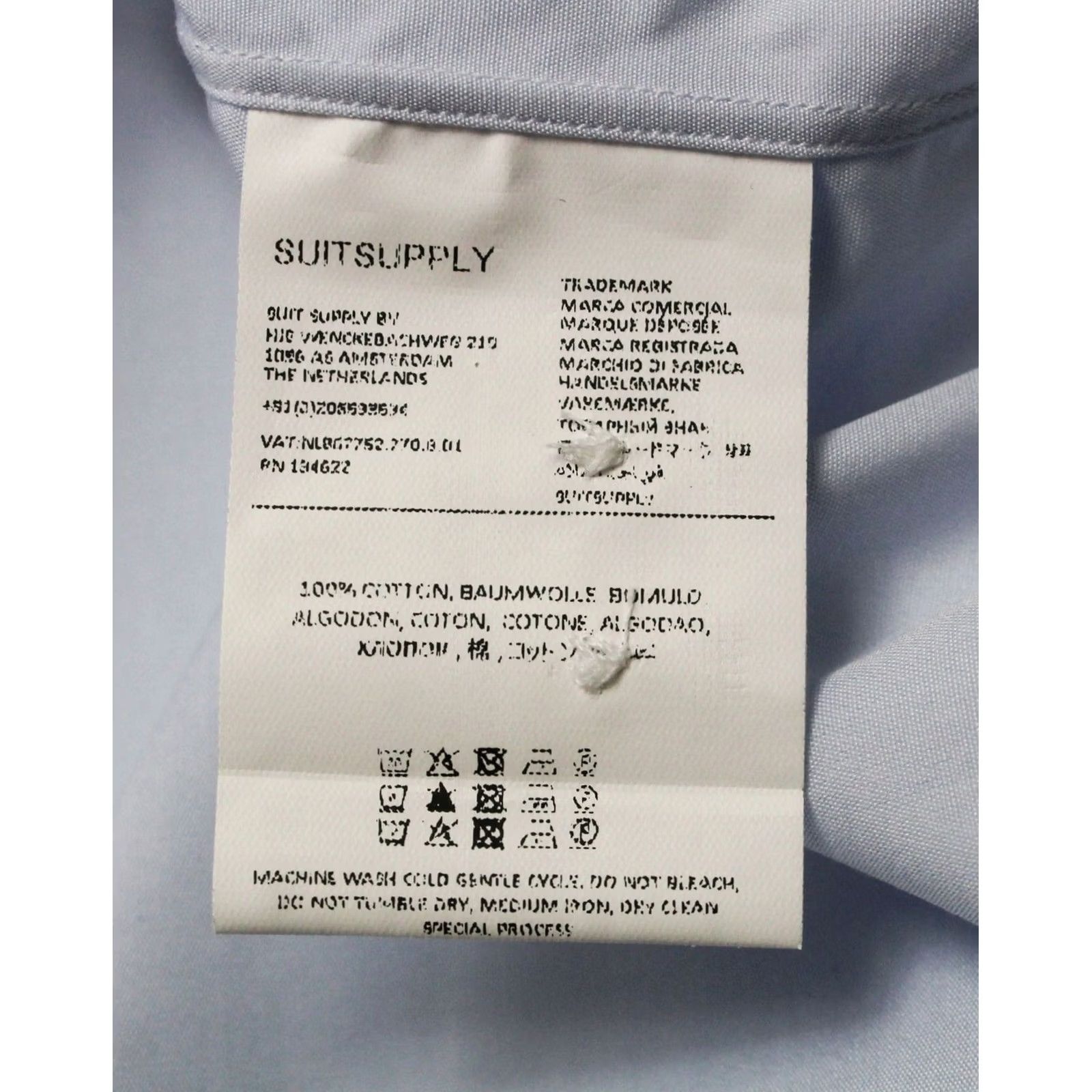 Suitsupply SUITSUPPLY Slim Fit Formal Shirt Mens 3XL Button Up Spread Neck Blue Size 48R - 6 Thumbnail