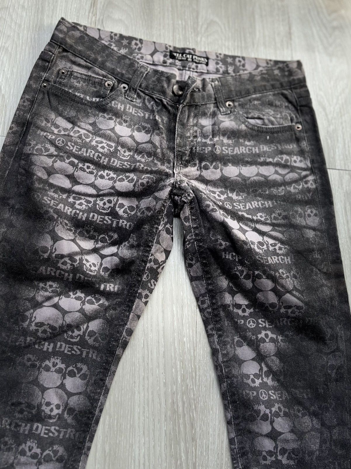 Japanese Brand HELL CAT PUNKS Skull lace up flare pants Size US 26 / EU 42 - 2 Thumbnail