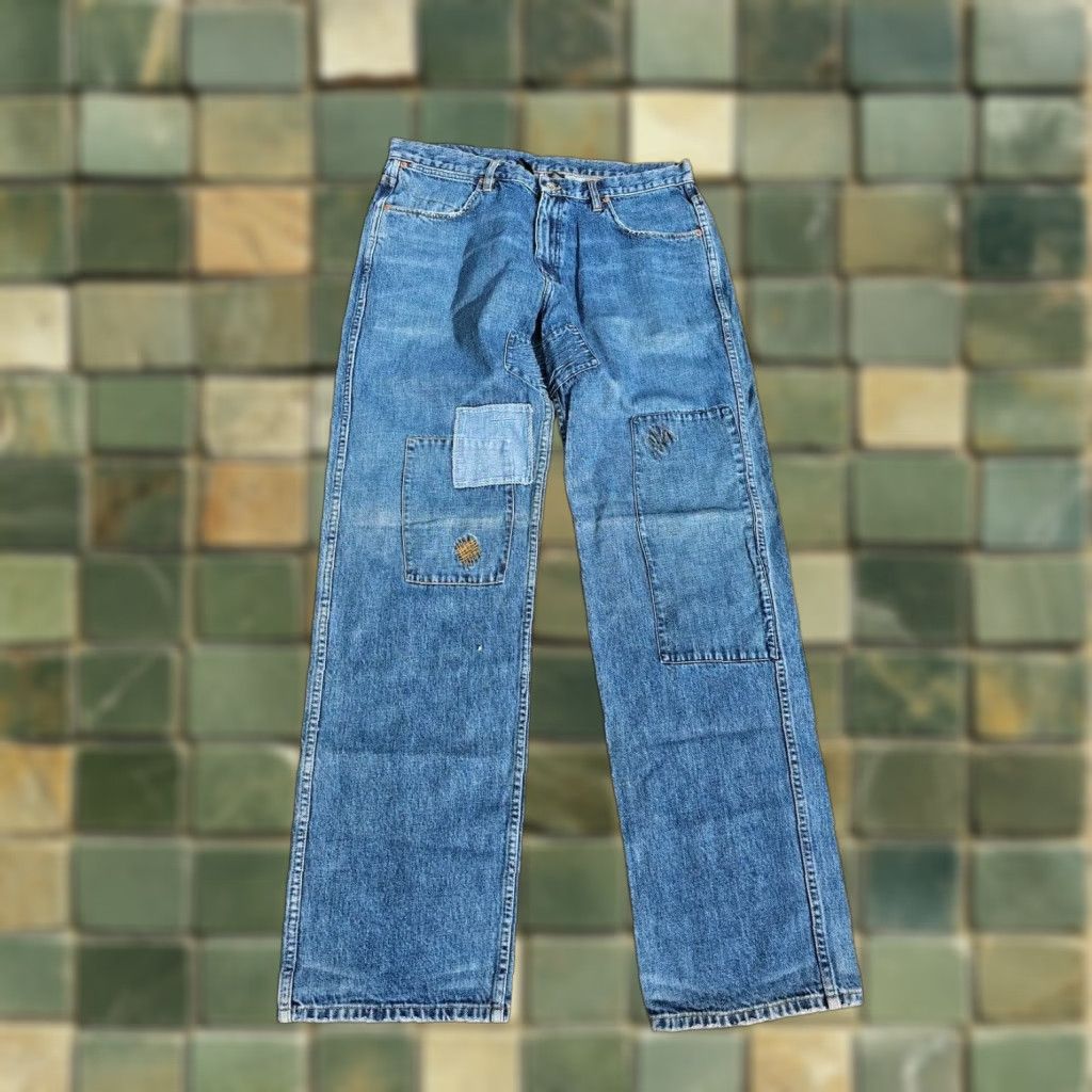 Ralph Lauren VINTAGE Ralph Lauren Polo Jeans Co. Jeans Men’s 34x34 Wide-Leg Baggy Denim Patchwork 90s Distressed Light Blue Size US S / EU 44-46 / 1 - 1 Thumbnail