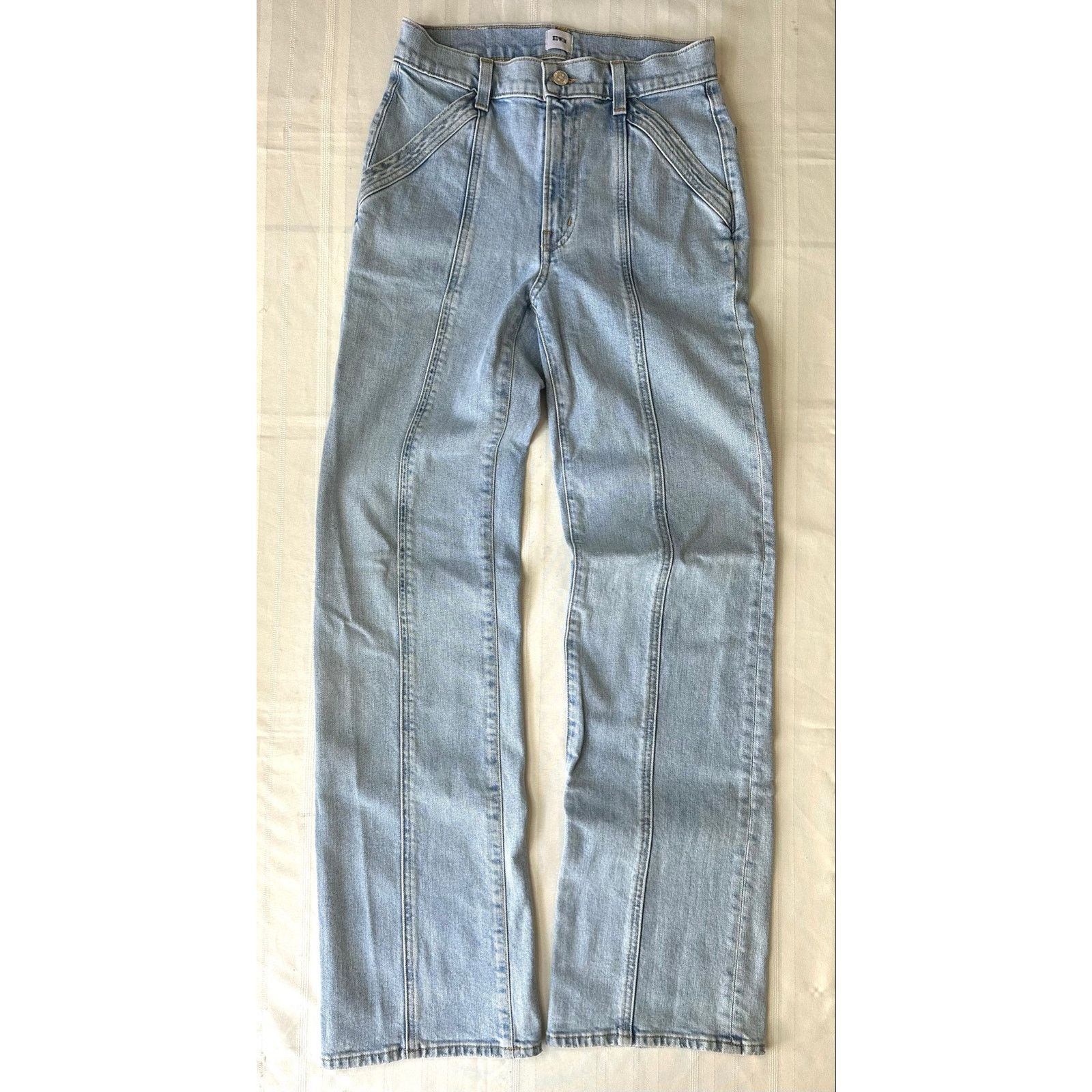 Edwin EDWIN Straight Leg Jeans Light Wash Front Seam Women's Sz 25 Size 25" / US 0 / IT 36 - 1 Thumbnail