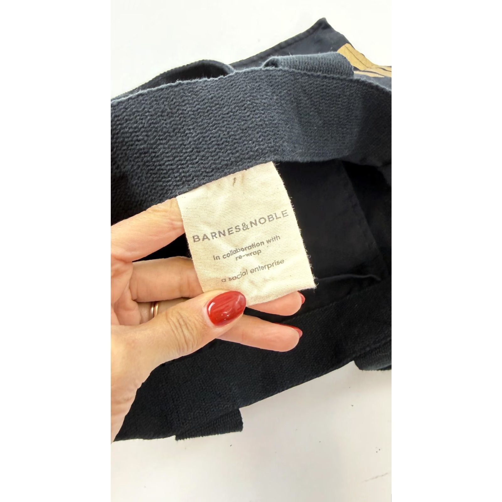 Vintage Barnes & Noble Tote Bag Black Gold Canvas Bookstore Reusable Shopper Grocery Size ONE SIZE - 4 Thumbnail