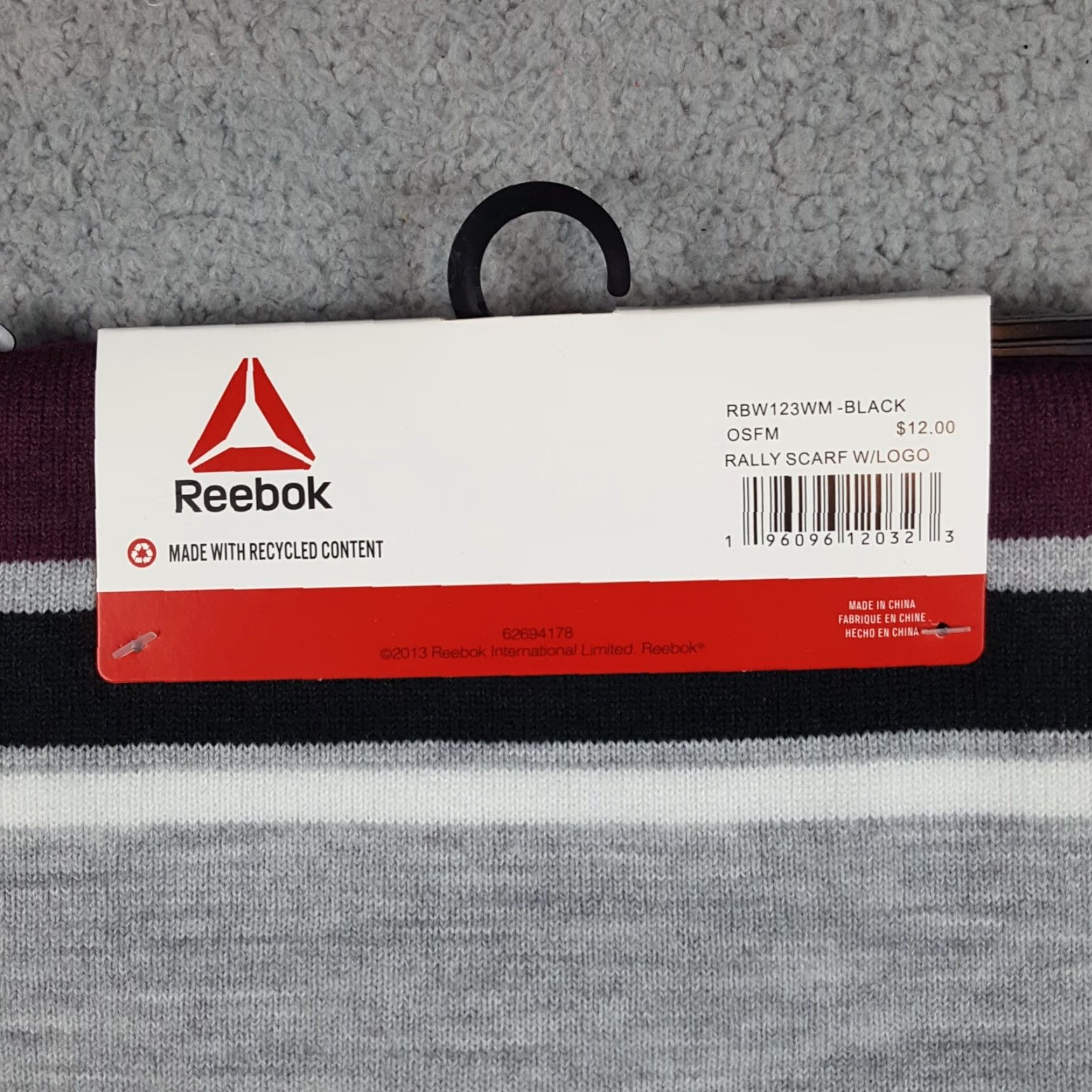 Reebok VINTAGE Reebok Scarf OSFM Fringe Tassel Striped Winter Wrap Shawl Triangle Logo Women Multifunctional Knit Polyester Size ONE SIZE - 5 Thumbnail