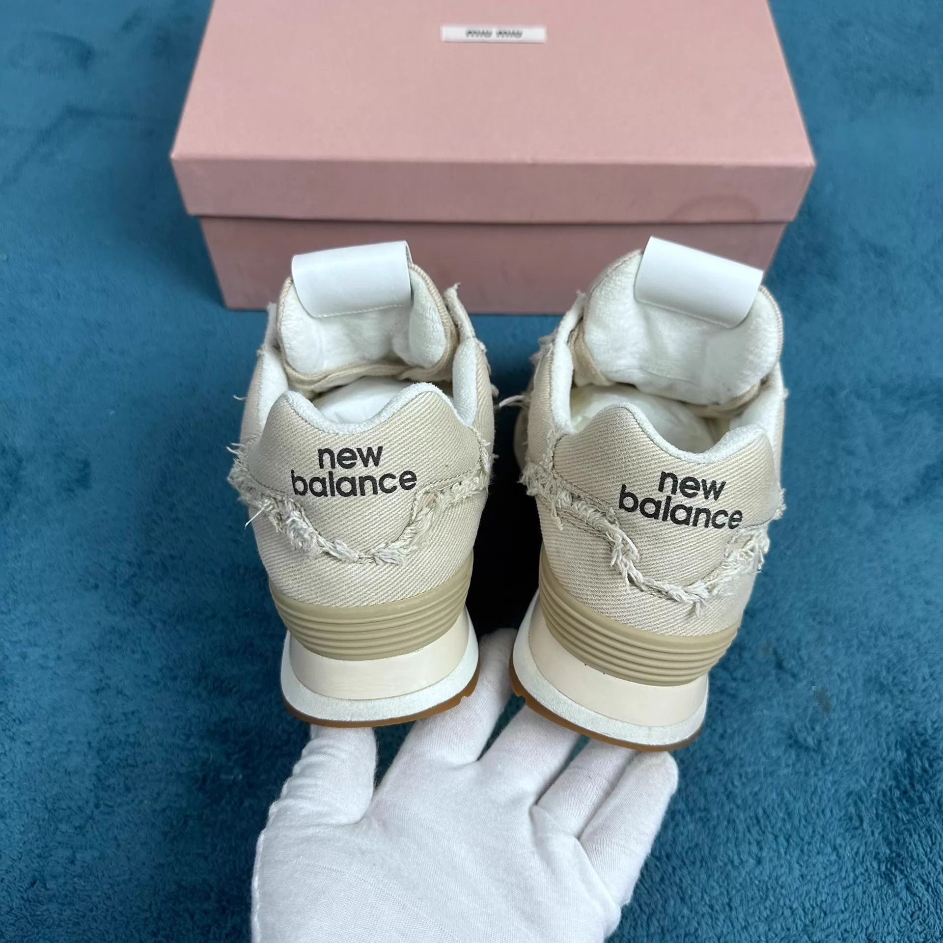 Miu Miu MIU MIU x NB 574 Low Cream 36.5 Almost New Complete Size US 6 / IT 36 - 4 Thumbnail
