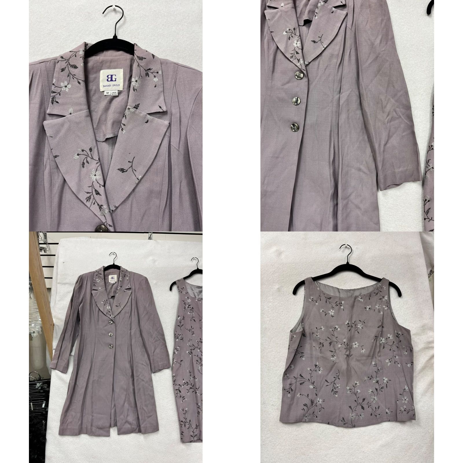 Vintage VINTAGE Bahrain Group Outfit 4Pc Women 12 Lavender Floral Embroidery Dress Pants Top Coat Women’s Mens Size US 12 / IT 42 - 8 Thumbnail