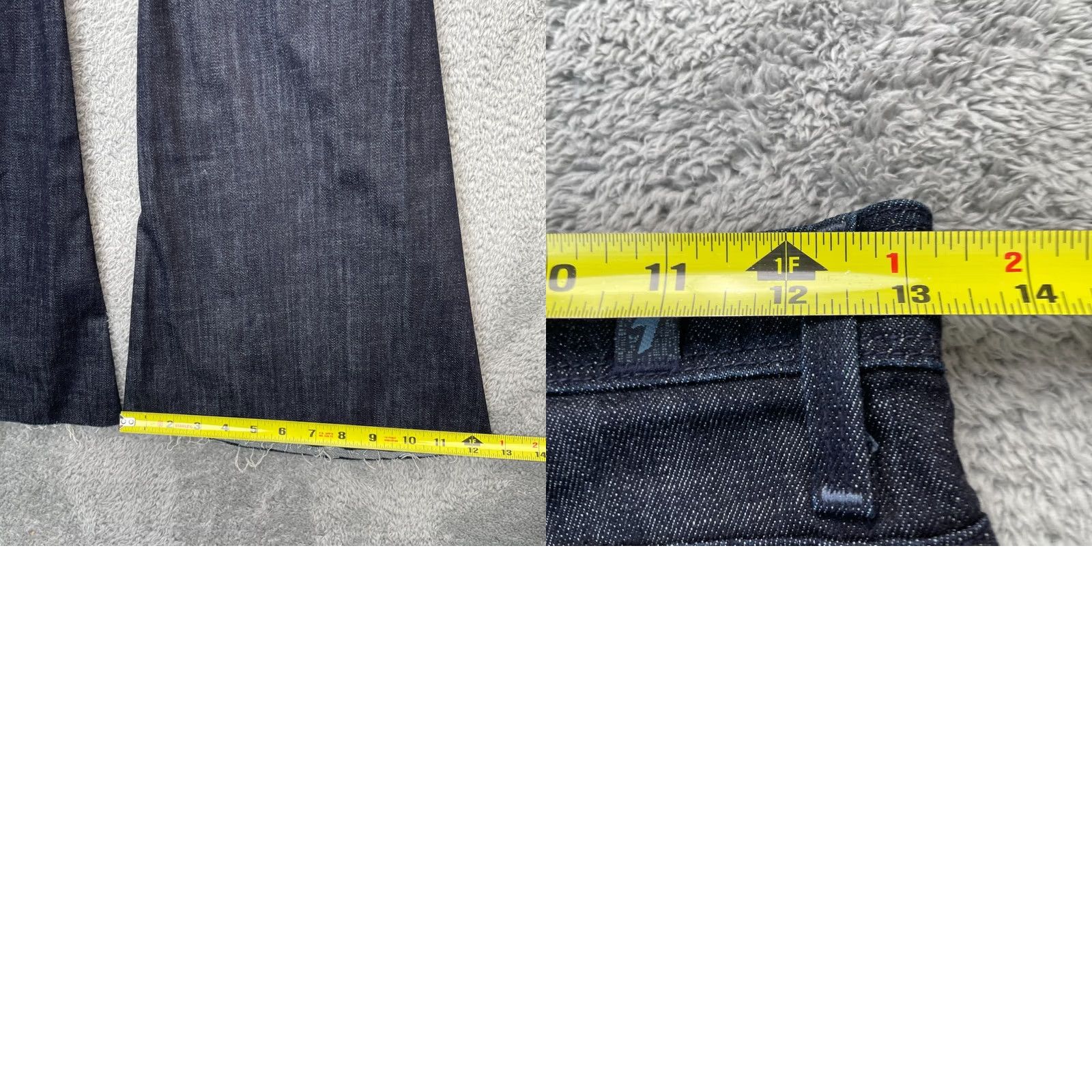 7 For All Mankind 7 For All Mankind Jeans Womens 25 Blue Bell Bottom Flared Leg Denim Frayed Hem Size 42" / US 20 - 9 Thumbnail