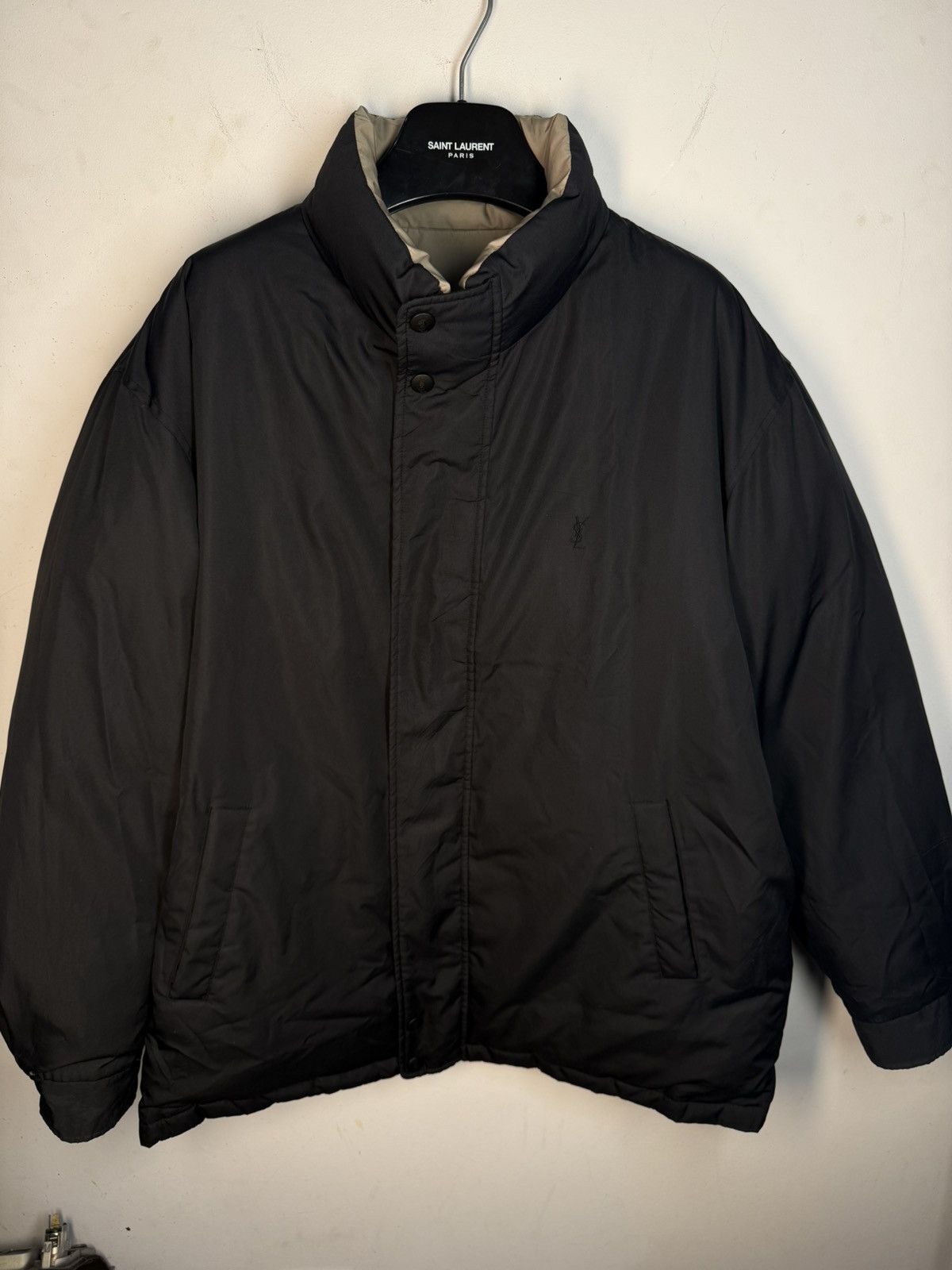 Yves Saint Laurent 2Side Puffer YSL Down Jacket Winter Beige/Black Bomber Zip Size US M / EU 48-50 / 2 - 18 Thumbnail