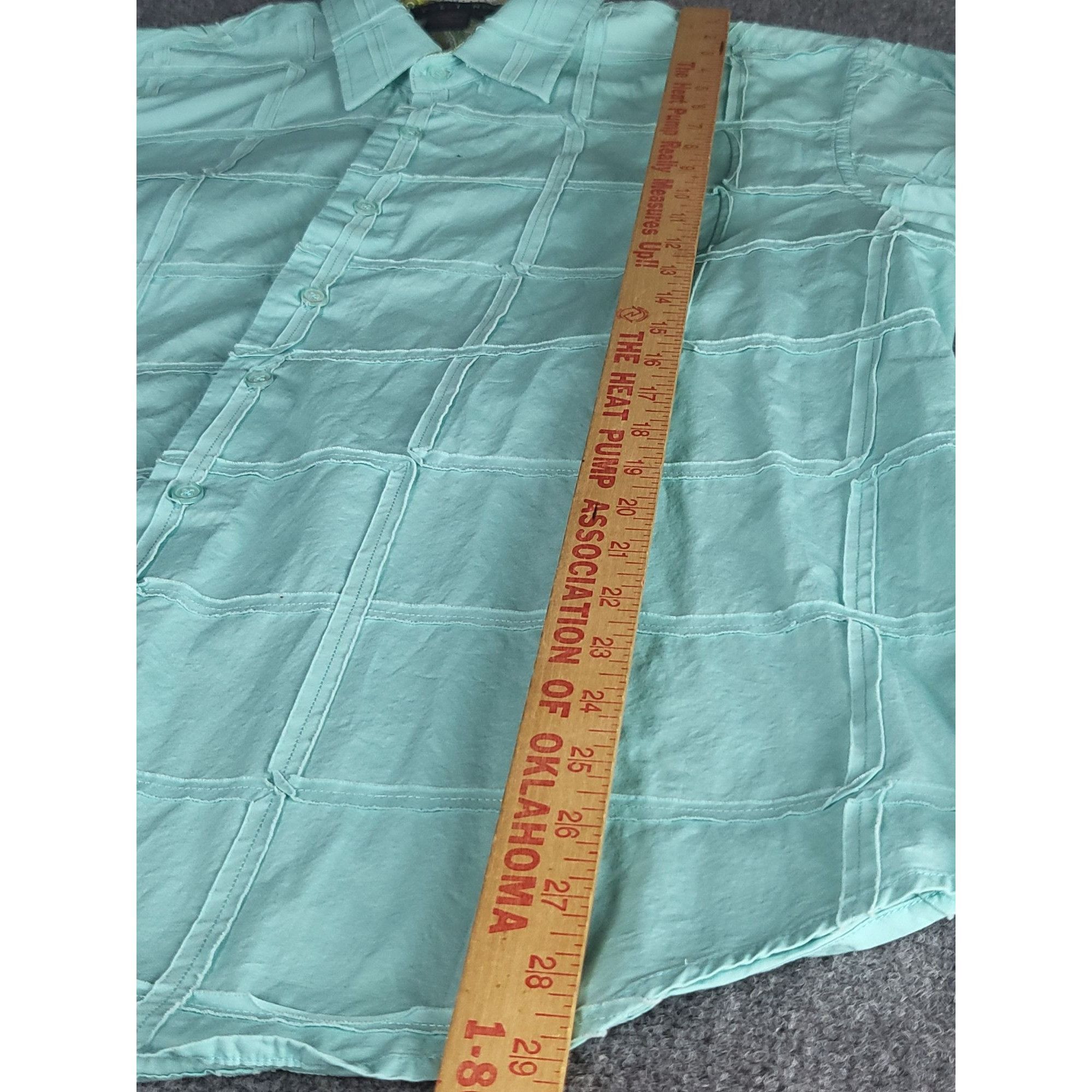 Designer Tulliano Button Up Shirt Men Sz L Aqua Checkered Designer Pr Size US L / EU 52-54 / 3 - 3 Thumbnail