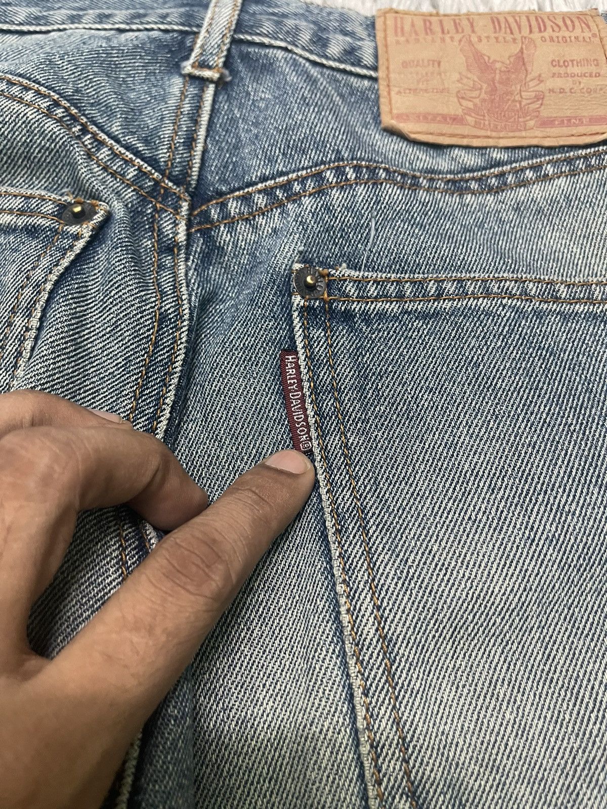 Harley Davidson 90s HARLEY DAVIDSON DENIM JEANS RARE DESIGN Size US 32 / EU 48 - 17 Thumbnail