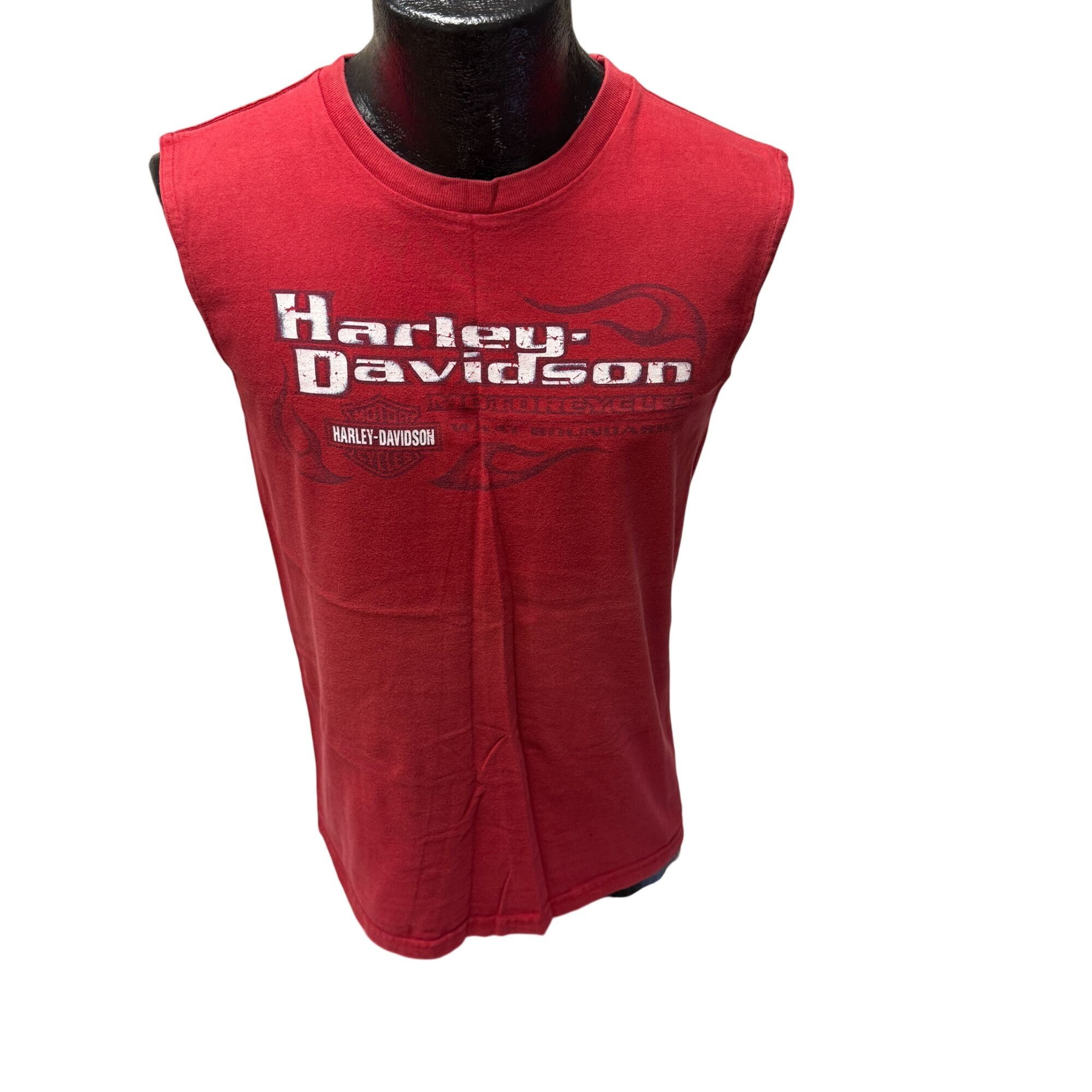 Harley Davidson Red Motorcycle Tank Top HOUSTON Texas BIKER Muscle Shirt USA Size US L / EU 52-54 / 3 - 2 Thumbnail