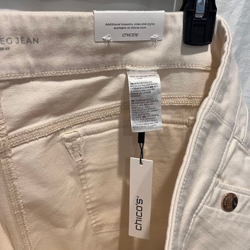 Chicos NWT Chico's Pull On Wide Leg Jeans Cream Size 4T / 20 Tall Size 42" / US 20 - 5 Thumbnail