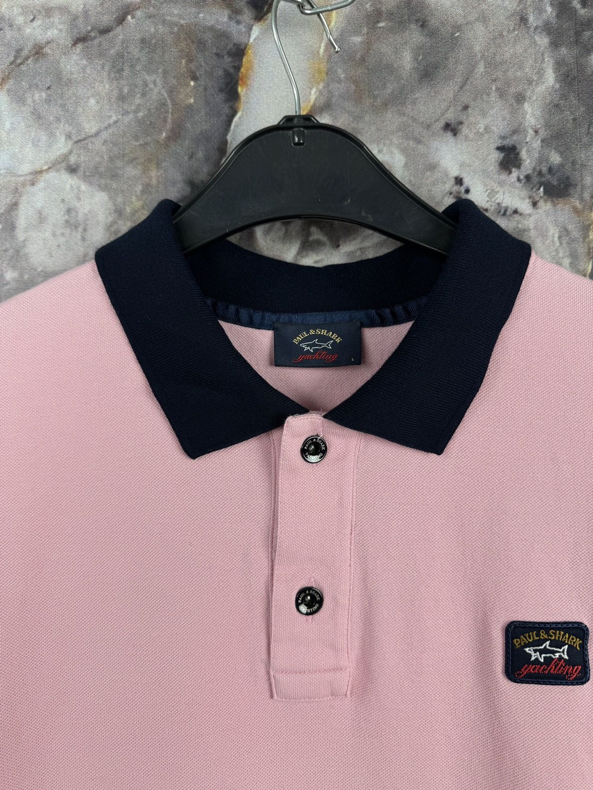 Paul & Shark Paul & Shark Yachting Polo Shirt Pink Navy Trim Logo Patch Size US L / EU 52-54 / 3 - 8 Thumbnail