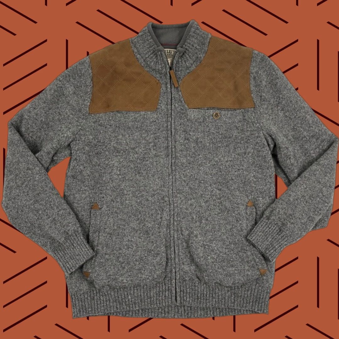 Vintage Duluth Trading Jacket Men L Gray Shetland Wool Quilted Shoulder Shooting Sweater Jacket Size US L / EU 52-54 / 3 - 1 Thumbnail
