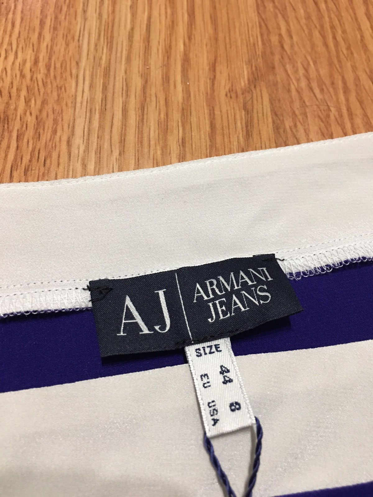 ARMANI Jeans Pure Silk Black Blue Midi Dress EU44 US8