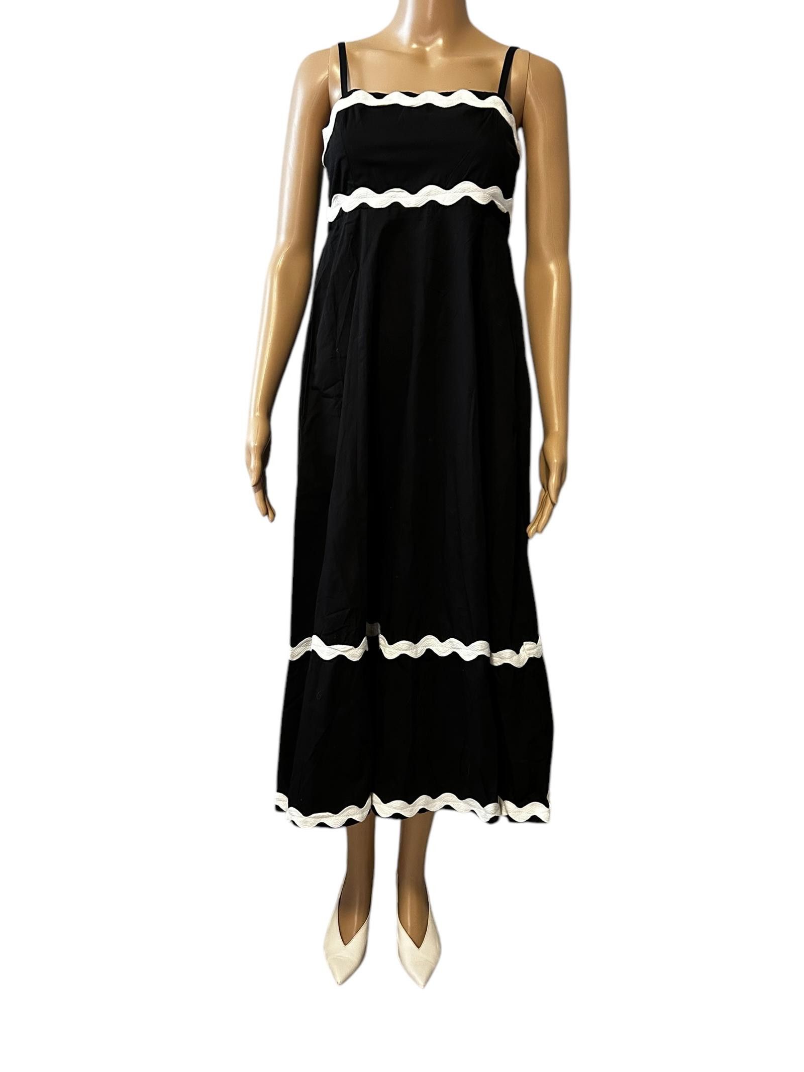 Designer Chic Black Maxi Dress with White Accents Size XS / US 0-2 / IT 36-38 - 1 Thumbnail