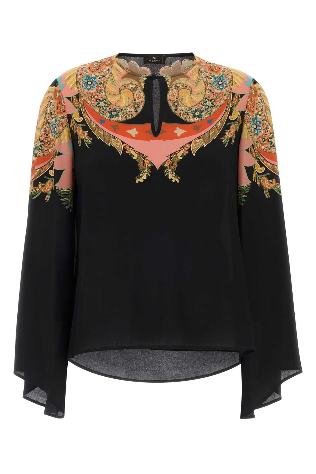 Etro Black Crepe Blouse Size M / US 6-8 / IT 42-44 - 1 Thumbnail