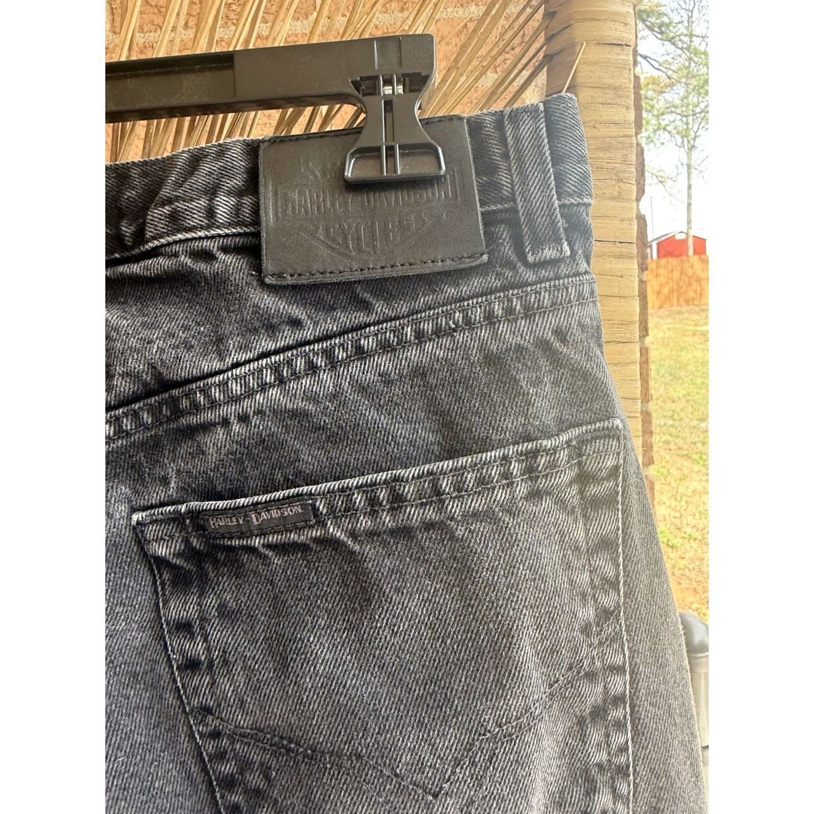 Harley Davidson Harley-Davidson Jeans Mens 34x30 Black Denim Straight Leg 5-Pocket Biker Logo Motorcycle Pants Size US 34 / EU 50 - 5 Thumbnail