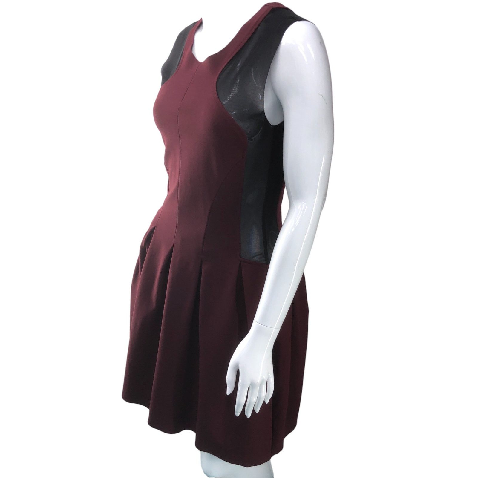 Maje Maje Size 2 Dress Maroon Black Mesh Cutouts Short Sleeve Size XS / US 0-2 / IT 36-38 - 5 Thumbnail