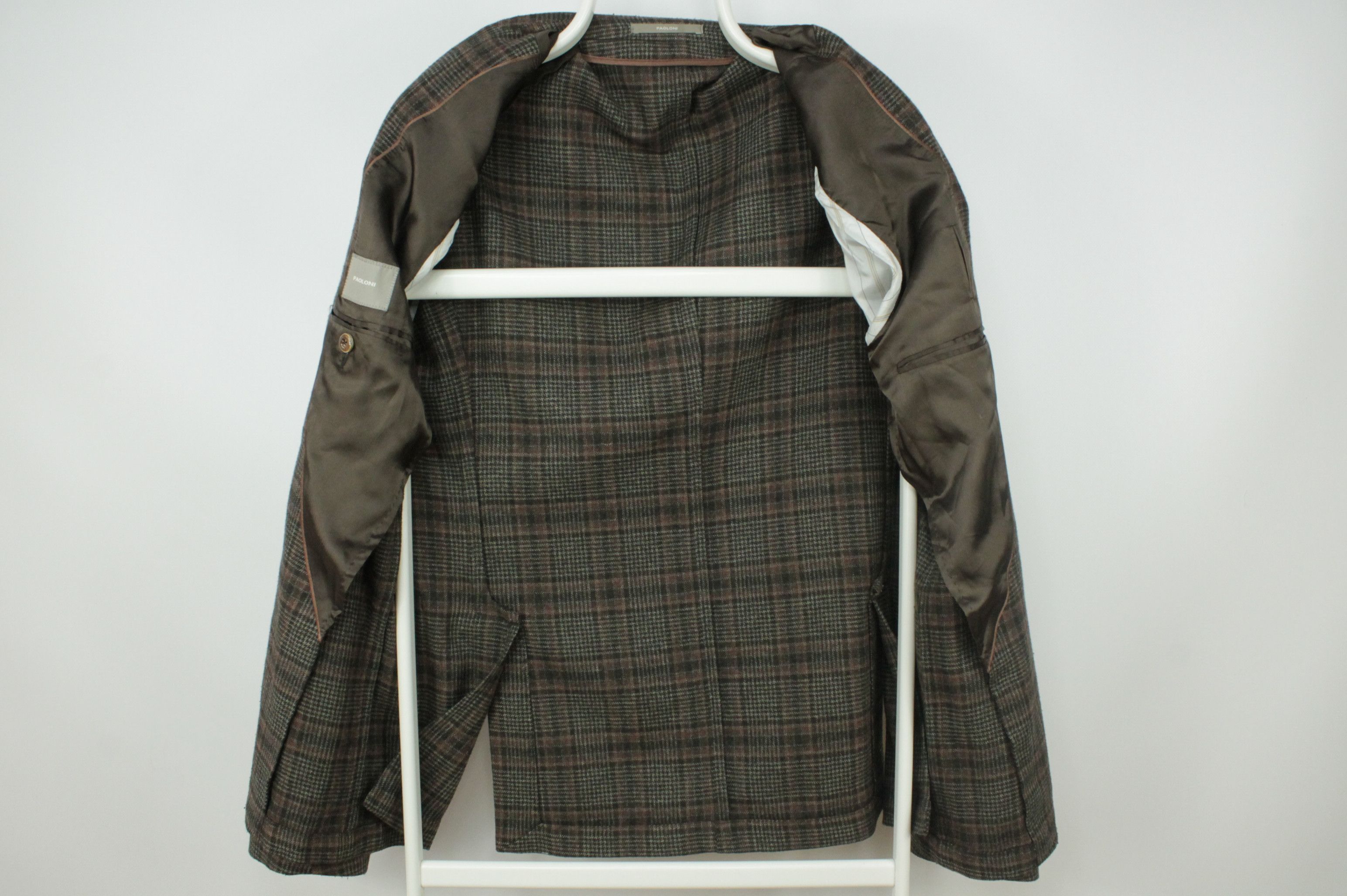 Paoloni PAOLONI Brown Flannel Wool Plaid Sport Coat Blazer Jacket Size US M / EU 48-50 / 2 - 8 Thumbnail