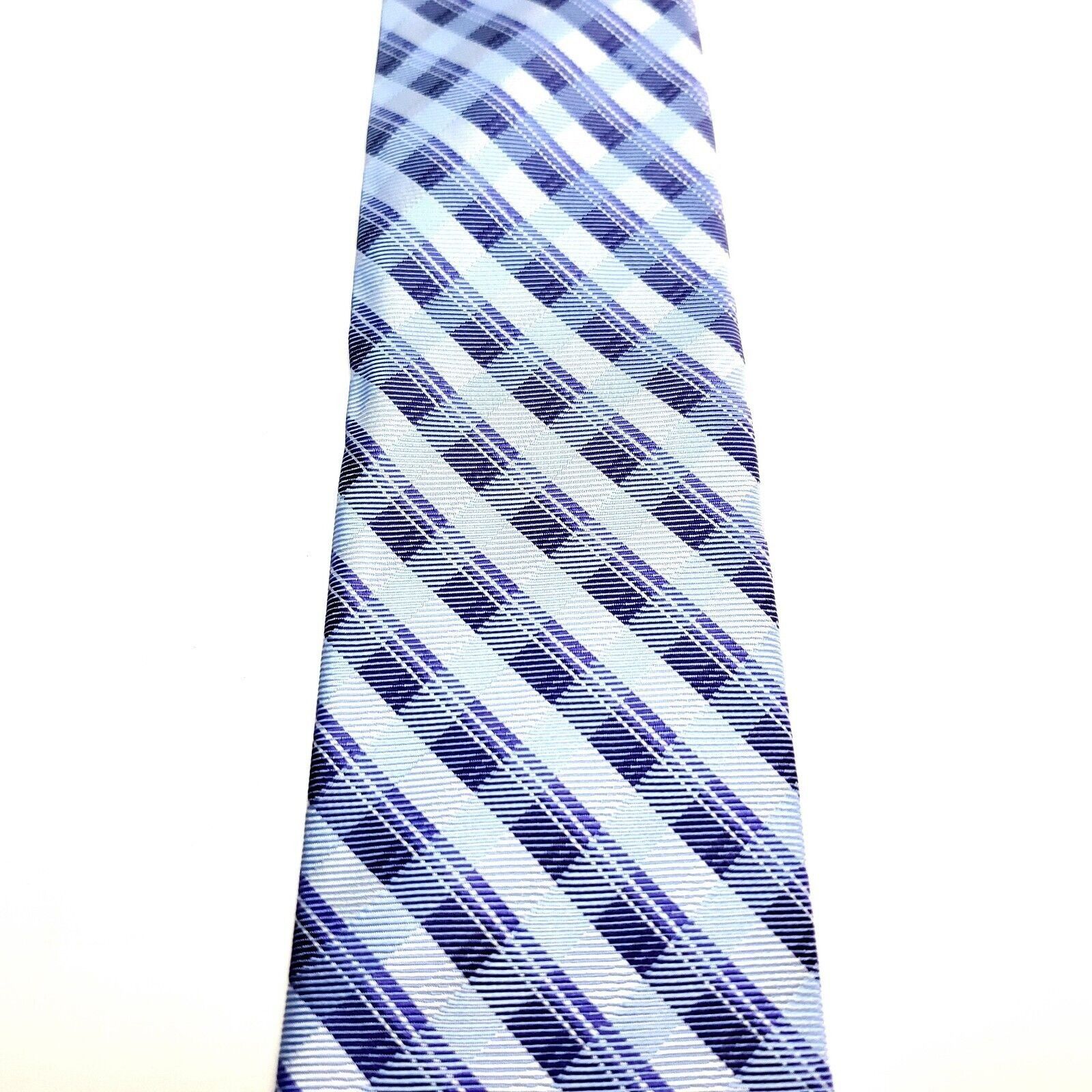 Calvin Klein Calvin Klein Blue & Purple Silk Tie Woven Skinny Striped Gin Size ONE SIZE - 2 Thumbnail