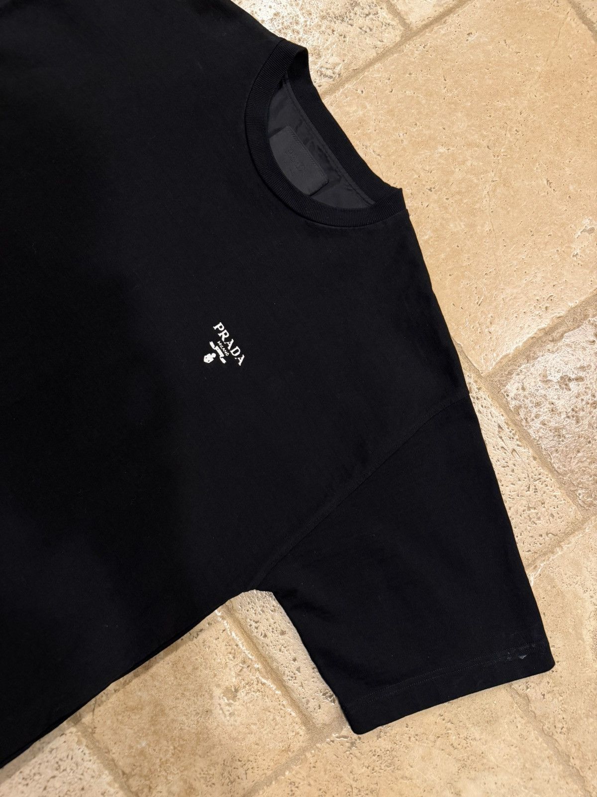 Prada Prada Jersey & Re-Nylon Logo Black T-Shirt Size US L / EU 52-54 / 3 - 5 Thumbnail