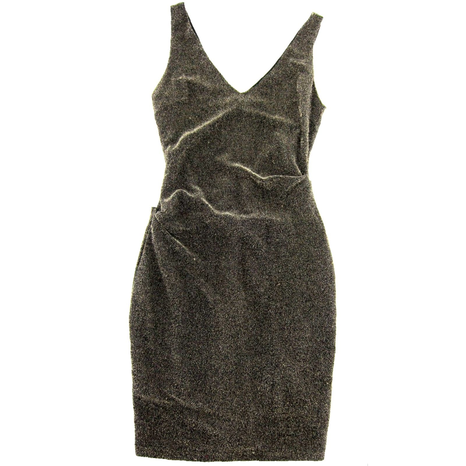 Vintage VINTAGE BISOU BISOU Metal/Gold Black Stretch V-Neck Bodycon Shift Tank Dress 10 Size L / US 10 / IT 46 - 2 Thumbnail