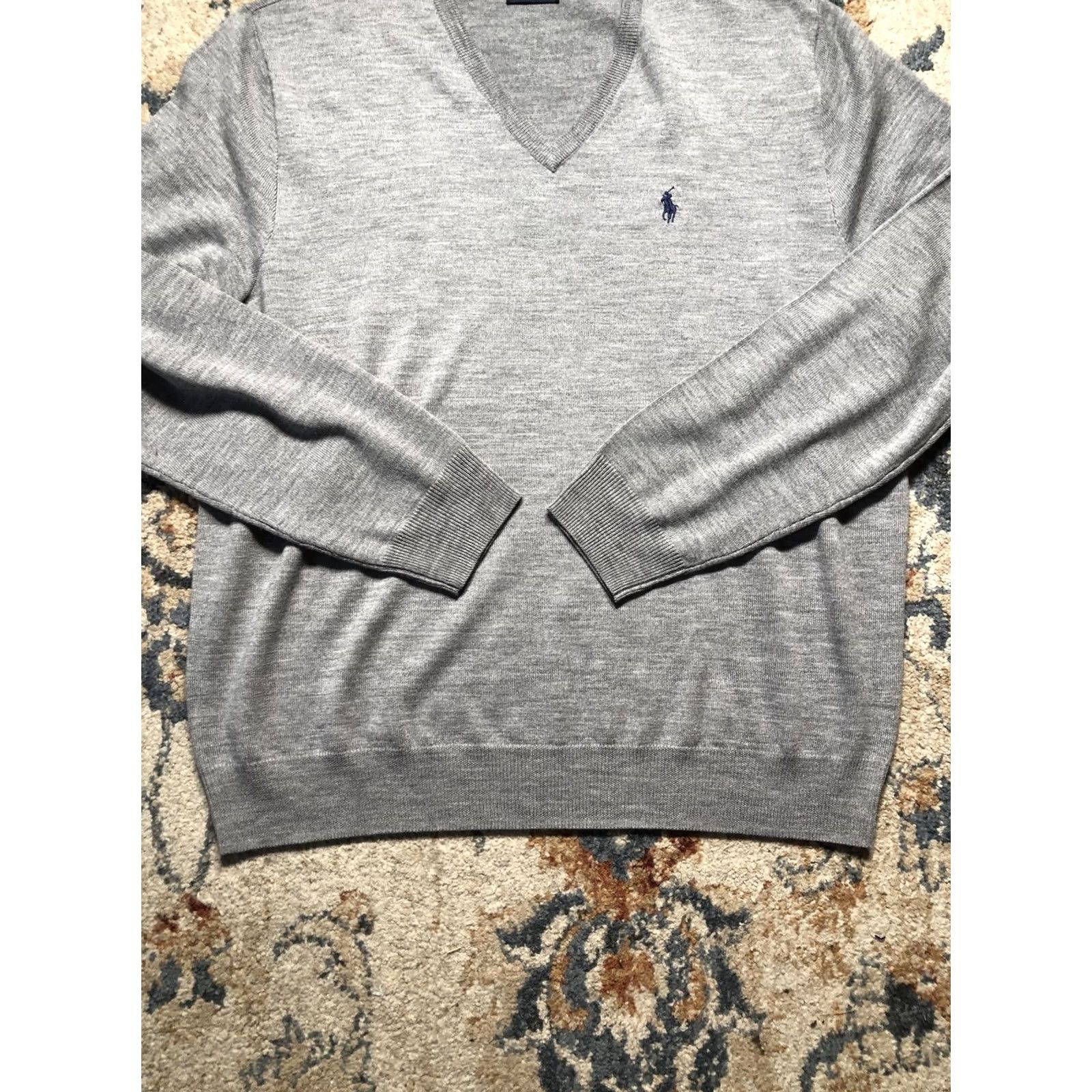 Polo Ralph Lauren Polo Ralph Lauren Sweater Mens 2XL Gray Merino Wool V Neck Golf Pullover Size US XXL / EU 58 / 5 - 5 Thumbnail