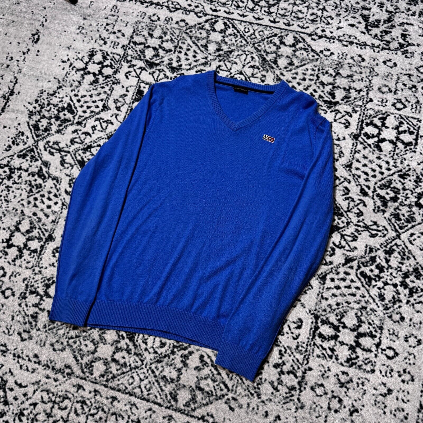 Napapijri × Vintage Vintage Napapijri Blue Wool Sweater Size XL Y2K 90s Hiking Size US XL / EU 56 / 4 - 2 Thumbnail