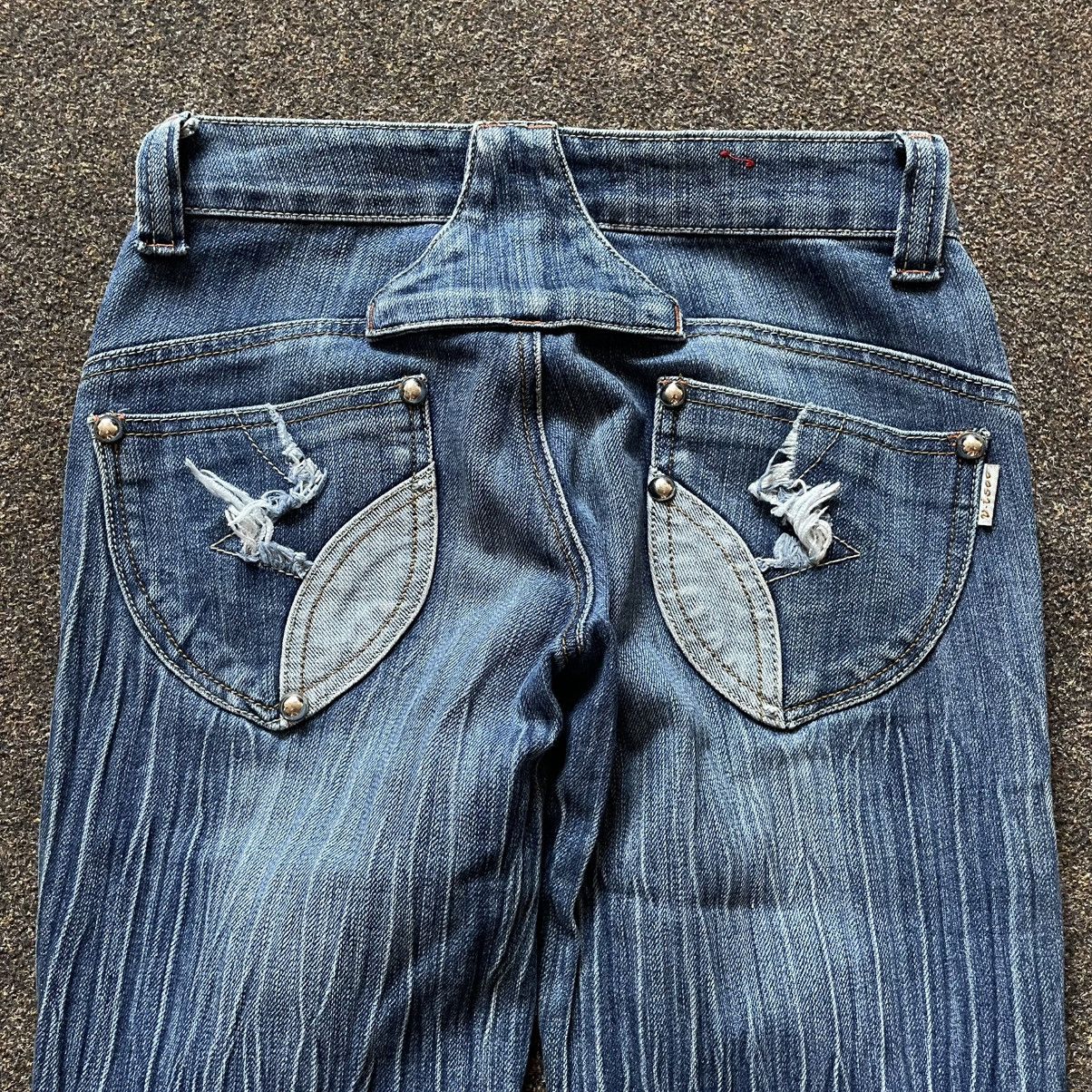 Vintage Vintage 90s Y2K Baggy Flared Jeans Skate Thrashed Logo 33 Size 33" - 5 Thumbnail