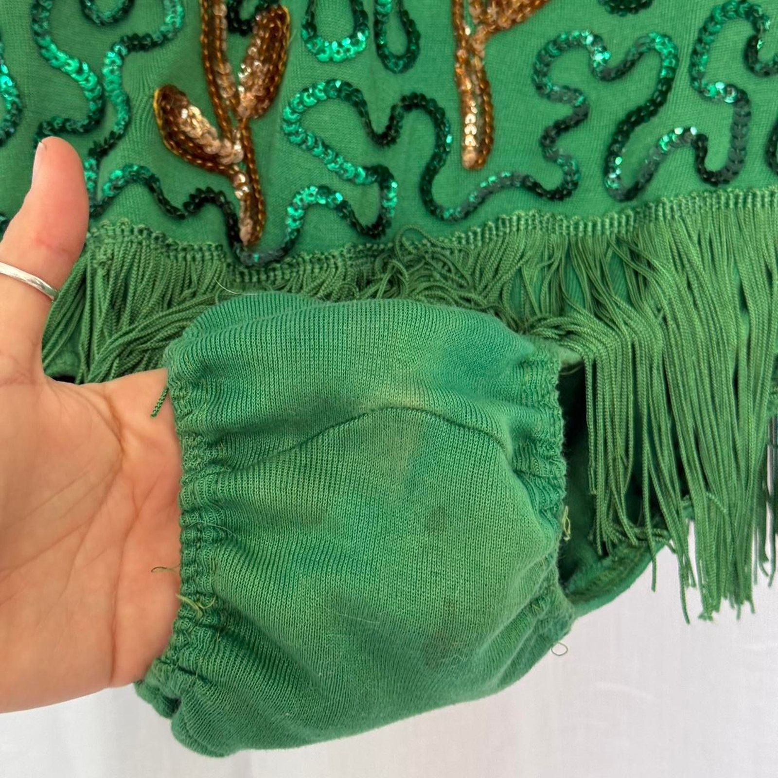 Vintage ✿ ⋆ 𓆩♡𓆪 Vintage Green Sequin Fringe Bodysuit 𓆩♡𓆪 ⋆ ✿ Size M / US 6-8 / IT 42-44 - 8 Thumbnail