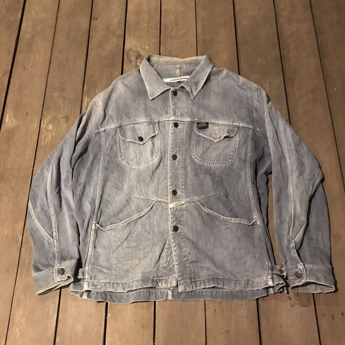 image of Vintage Marithe Francois Girbaud Distressed Denim Jacket in Blue, Men's (Size XL)