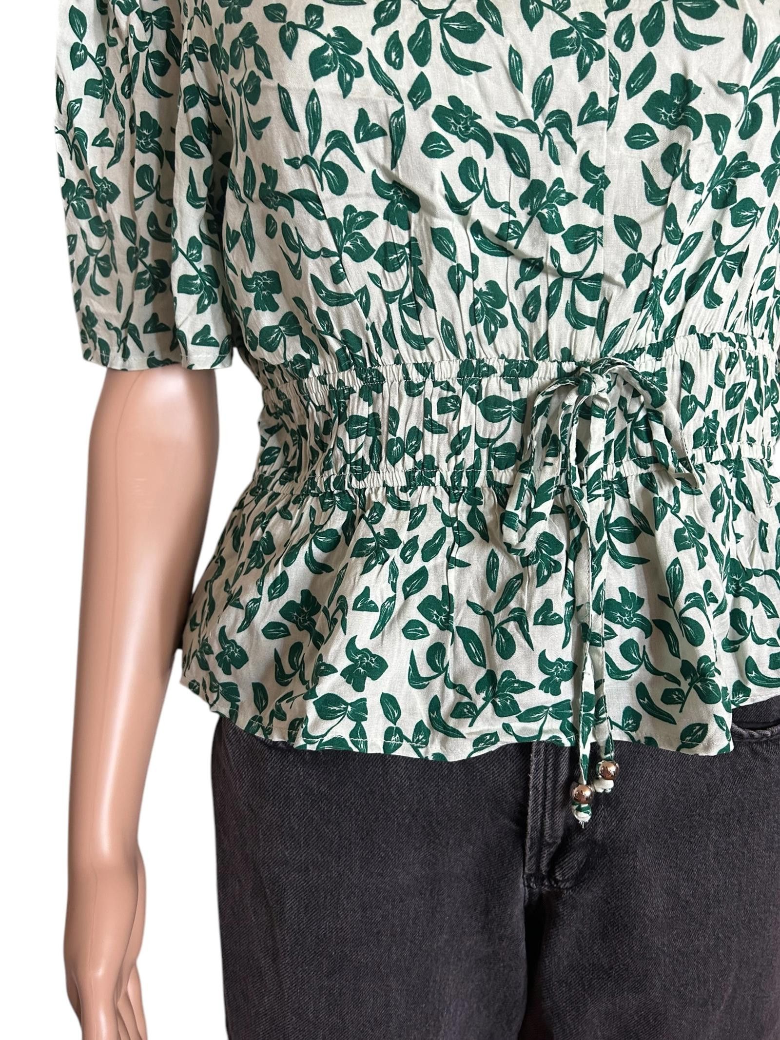 Gypsy Gipsy Floral Peplum Top - Green Leaf Print Size M / US 6-8 / IT 42-44 - 2 Thumbnail