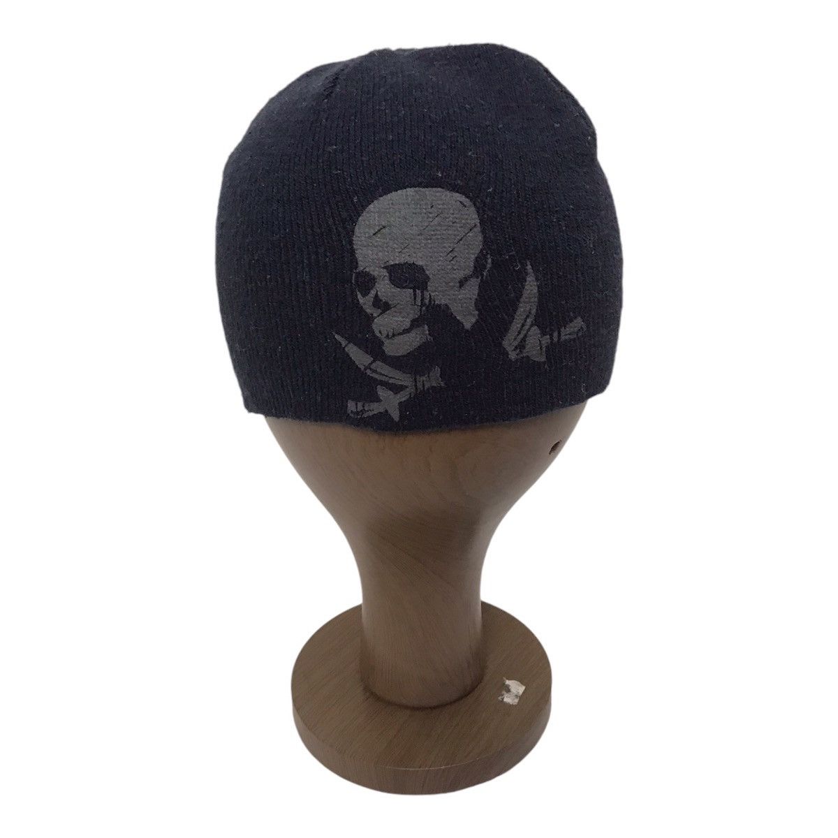 Japanese Brand Skull Distress Dark Blue Beanie Size ONE SIZE - 1 Thumbnail