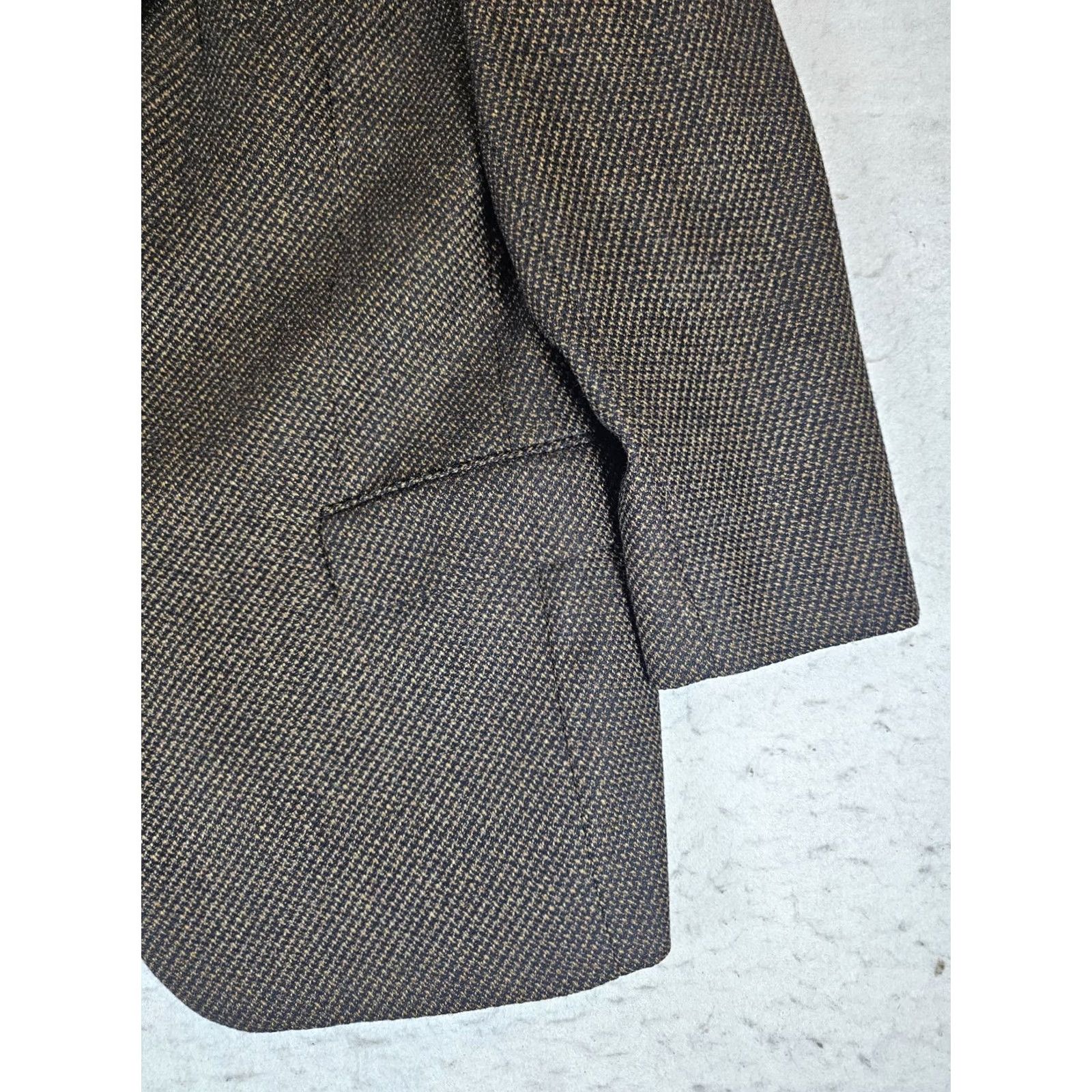 Hugo Boss VINTAGE Hugo Boss Loro Piana Italy Wool & Cashmere Brown Houndstooth Blazer Men's Sz 44R Size 44R - 5 Thumbnail