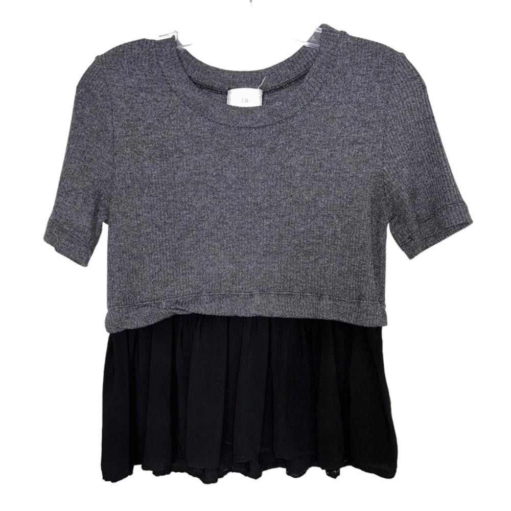 Designer Anthropologie l t.la Ribbed Blouse Bottom Ruffle S Size S / US 4 / IT 40 - 1 Thumbnail