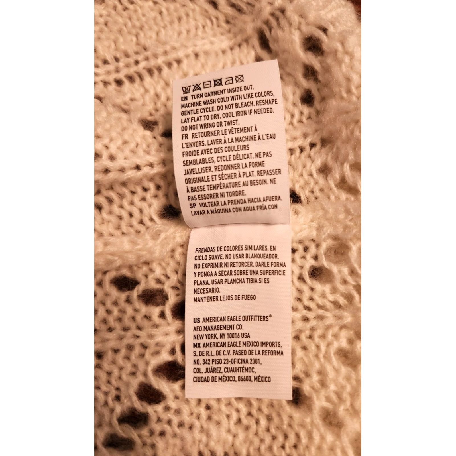 American Eagle Outfitters American Eagle Outfitters Sweater Shirt Women’s Small V-Neck Open Knit Ivory Cream Long Sleeve Pullover Boho All Seasons Regular Size S / US 4 / IT 40 - 8 Thumbnail