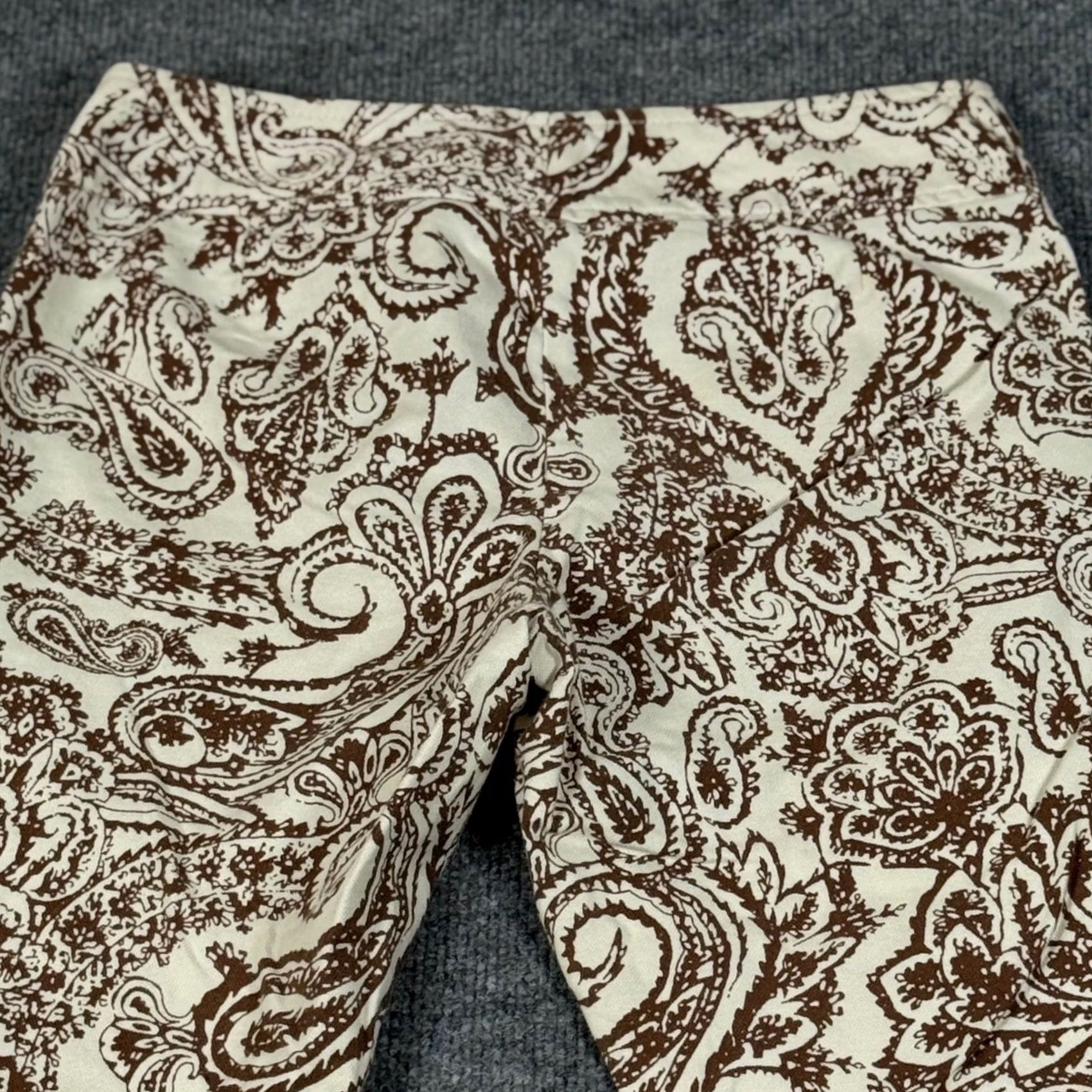 Gap Gap Retro Pants Capri Paisley Print Stretch Brown Beige Cropped Fall Women Size 2 Size 26" / US 2 / IT 38 - 5 Thumbnail