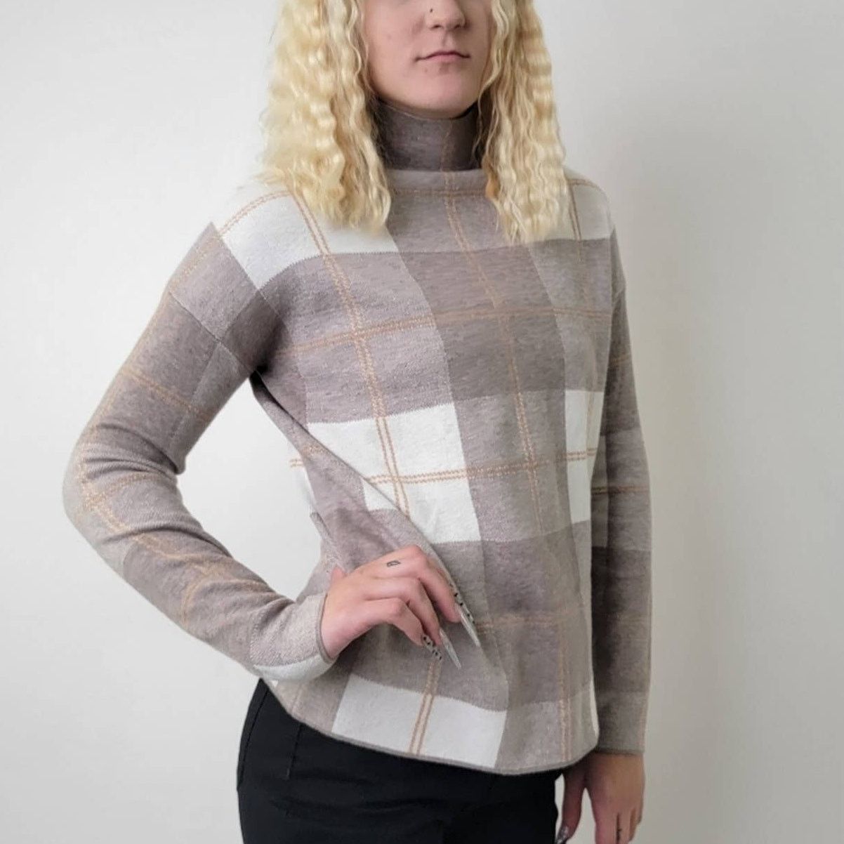Rachel Zoe Rachel Zoe SOFT Plaid Turtleneck Sweater - S Size S / US 4 / IT 40 - 1 Thumbnail