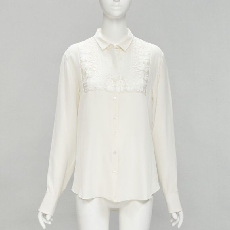 Dior CHRISTIAN DIOR 100% silk sheer floral embroidery long sleeve shirt FR44 XL Size XL / US 12-14 / IT 48-50 - 1 Thumbnail