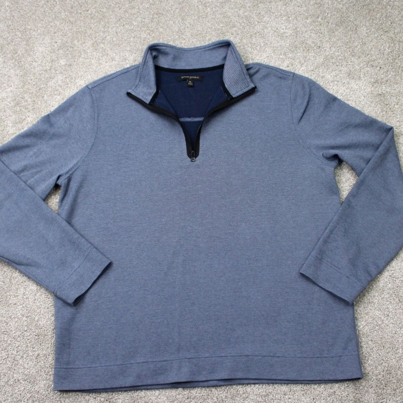 Banana Republic Banana Republic Sweatshirt Mens XL Blue 1/4 Zip Cotton/Polyester Pullover Size US XL / EU 56 / 4 - 7 Thumbnail