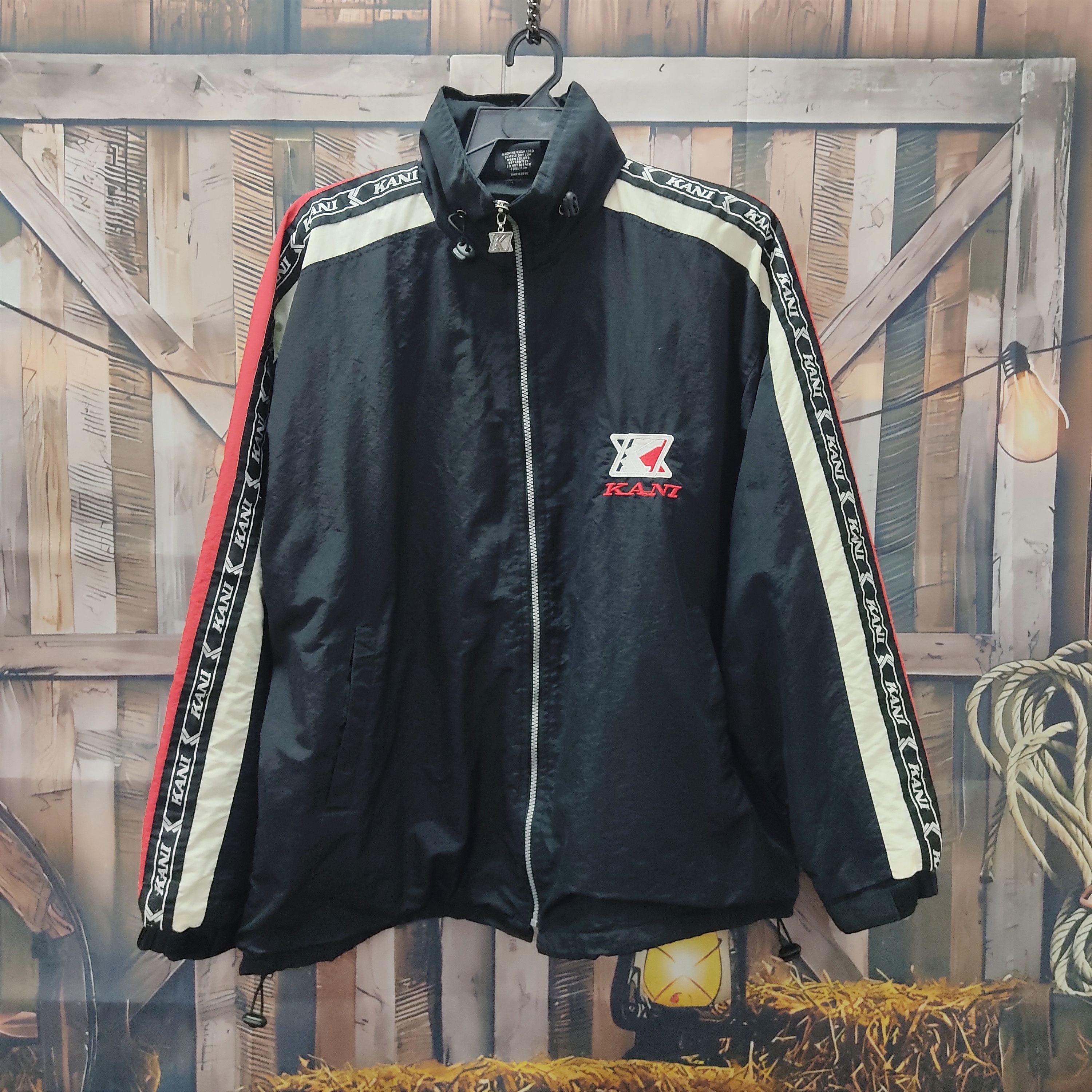 image of Karl Kani Sidetape Light Windbreaker Jacket in Black, Men's (Size 2XL)