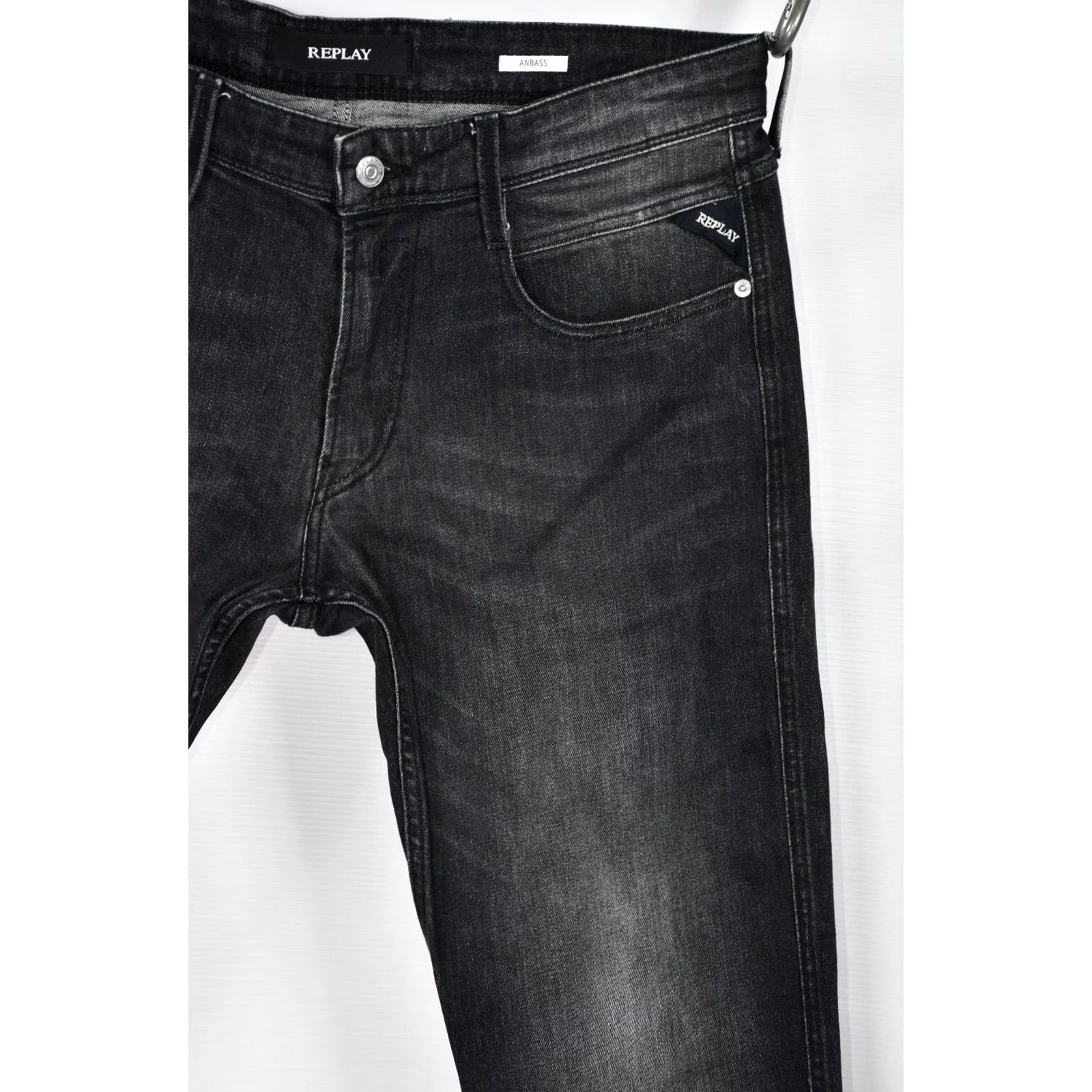 Replay Replay Anbass M914 Jeans Men Slim Skinny Stretch Denim Black W34/L32 98% Cotton 2% Elastane Regular Size MENS Jeans Size US 34 / EU 50 - 4 Thumbnail