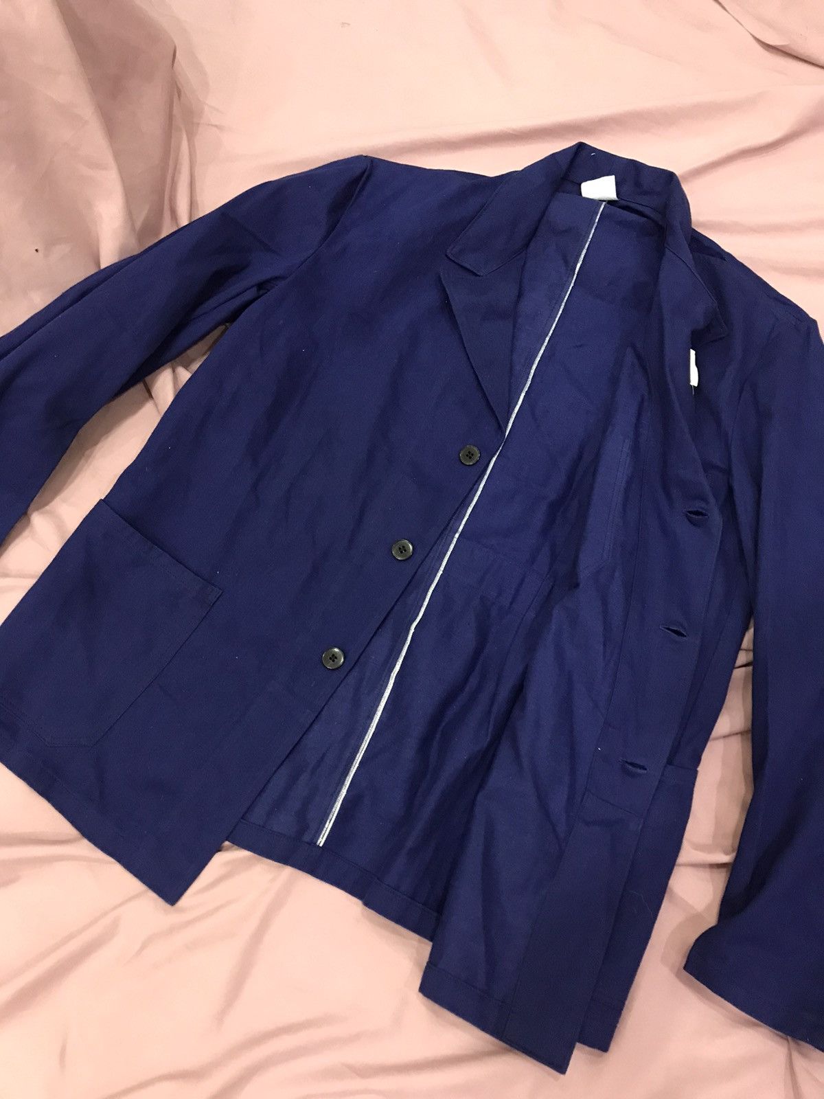 Self Edge × Vintage SELVEDGE NWT CANVAS CHORE JACKET NAVY BLUE Size US L / EU 52-54 / 3 - 5 Thumbnail