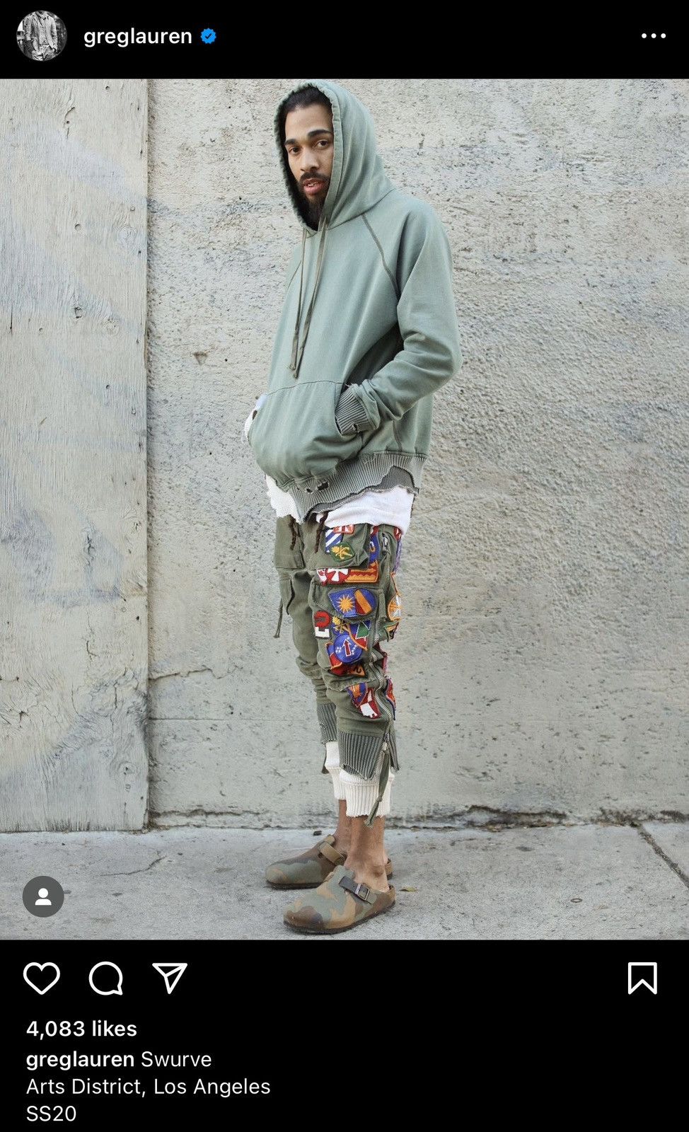 Pre-owned Greg Lauren Zip Lounge Army Patchwork In Multicolor