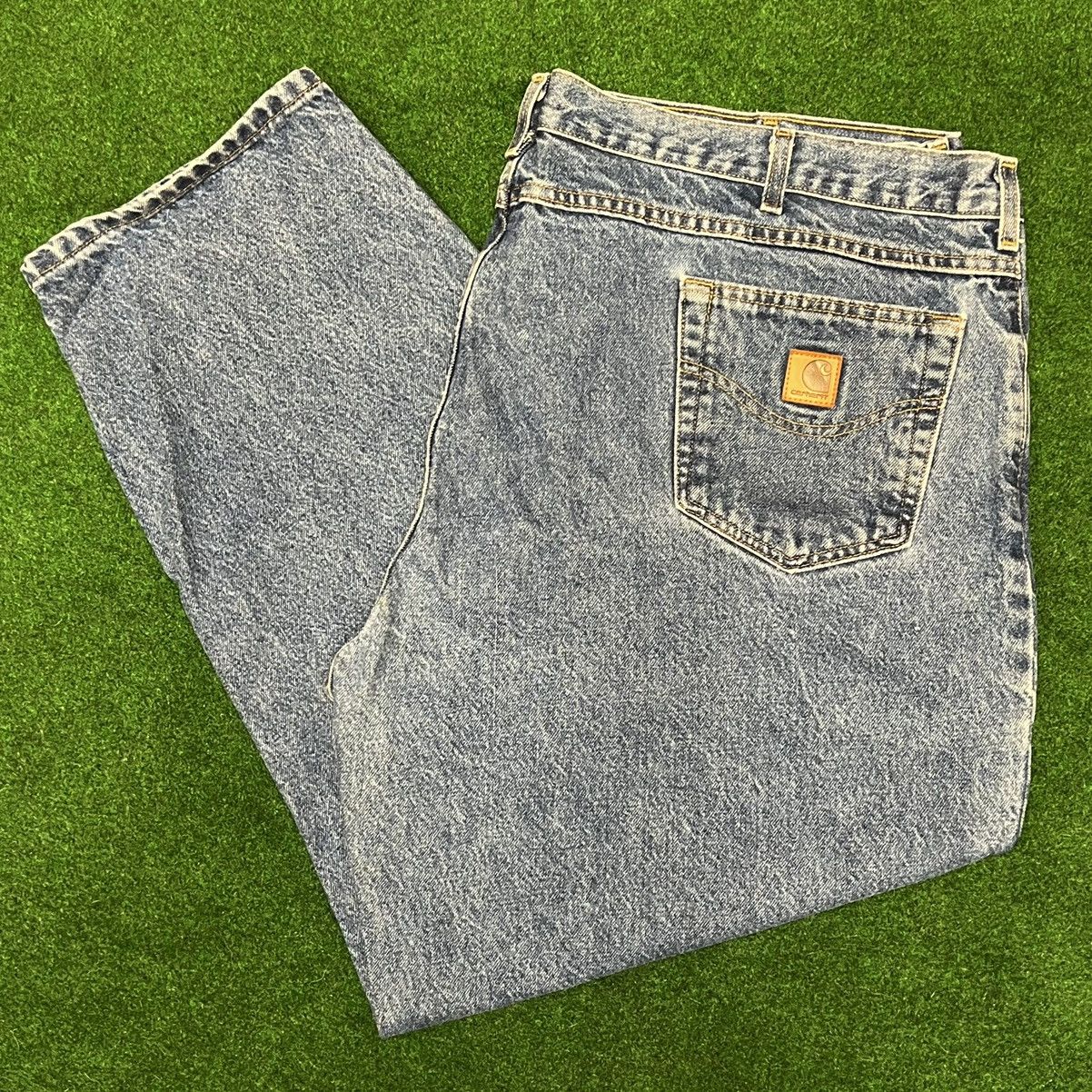 Vintage Carhartt B17 DST Relaxed Fit Indigo Blue Jeans 48x30