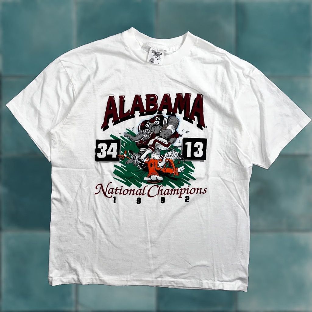 Champion Alabama 1992 VTG National Champions T Shirt L White Football RARE Single Stitch Crew Neck Men Tennessee River Shirt Vintage 90s Mens Size US L / EU 52-54 / 3 - 1 Thumbnail