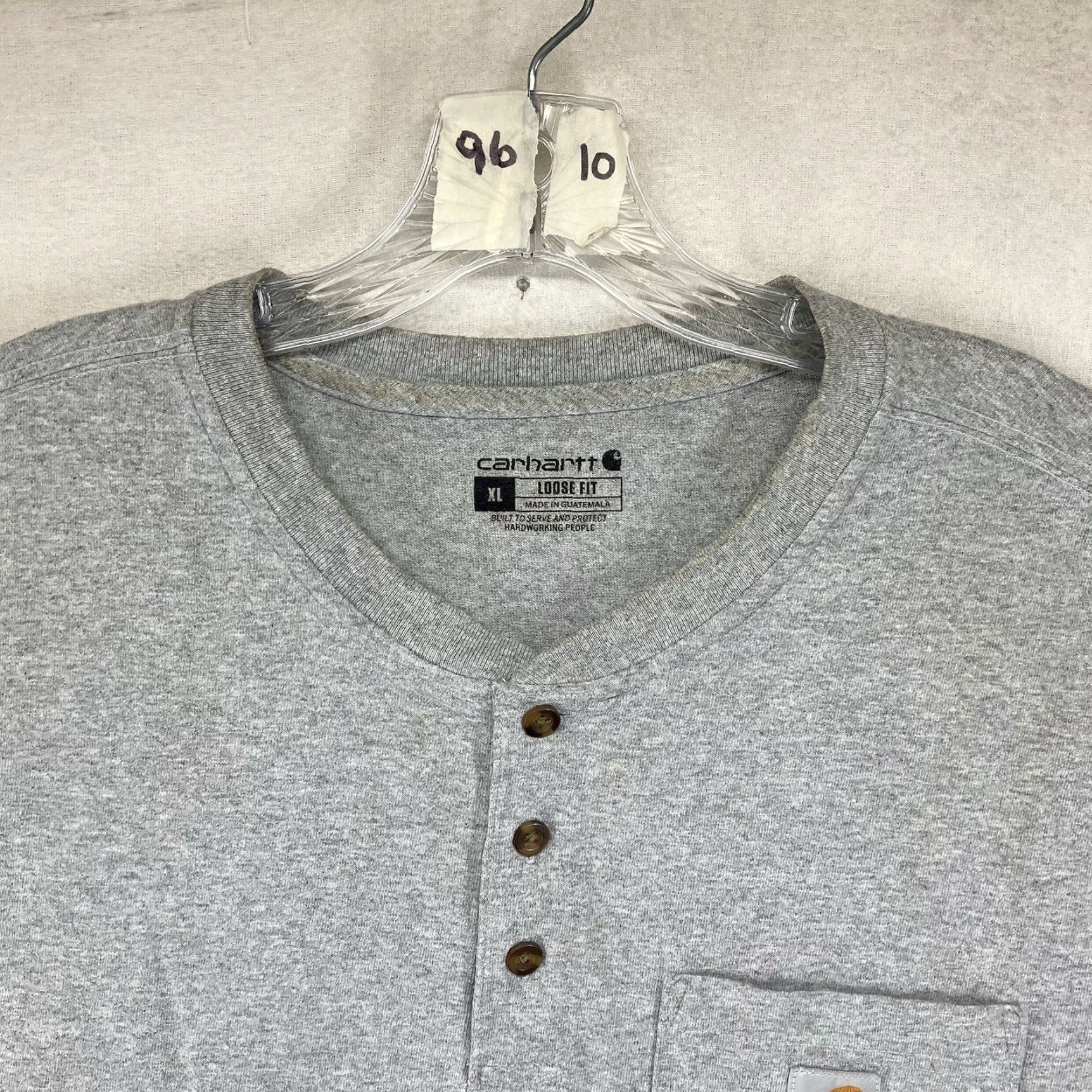 Carhartt Carhartt Shirt Mens Gray XL Henley Short Sleeve Relaxed Fit Cotton Polyester Blend Size US XL / EU 56 / 4 - 5 Thumbnail