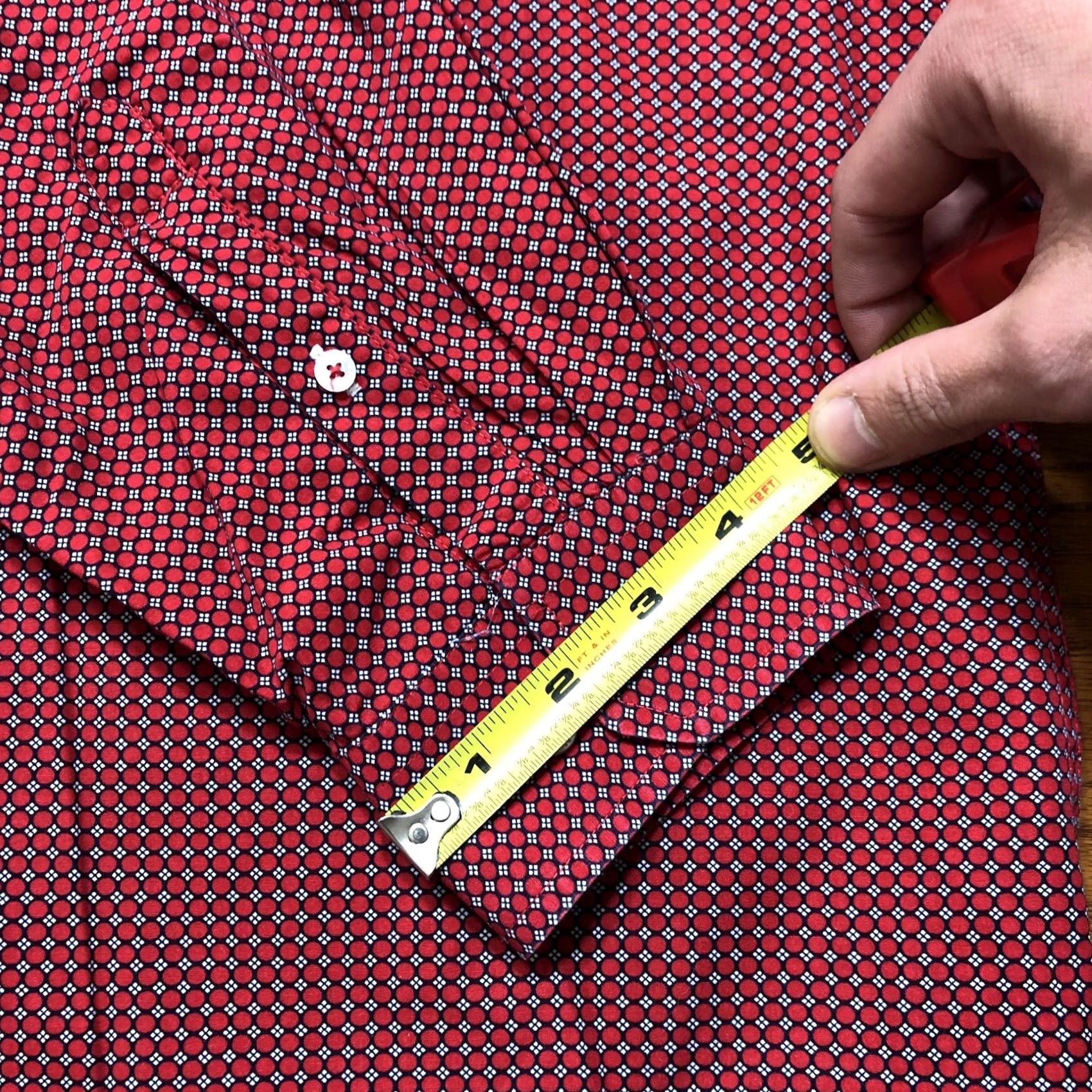 Vintage Cinch Red Geometric Print Long Sleeve Button Down Shirt Pocket Mens Medium Size US M / EU 48-50 / 2 - 7 Thumbnail