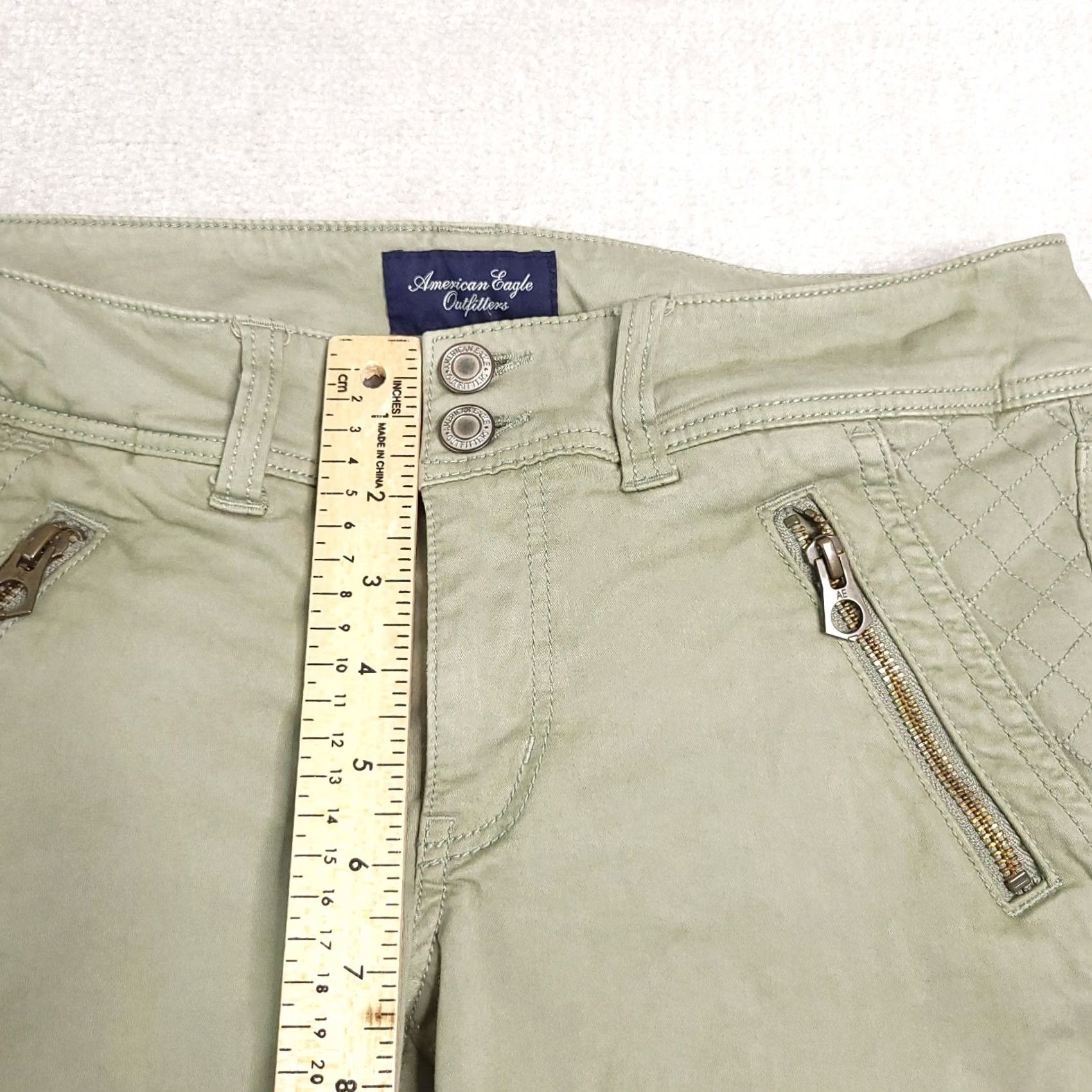 American Eagle Outfitters American Eagle Green Jegging Crop Super Stretch Women's 6 Hiking Outdoor Zipper Size 28" / US 6 / IT 42 - 6 Thumbnail