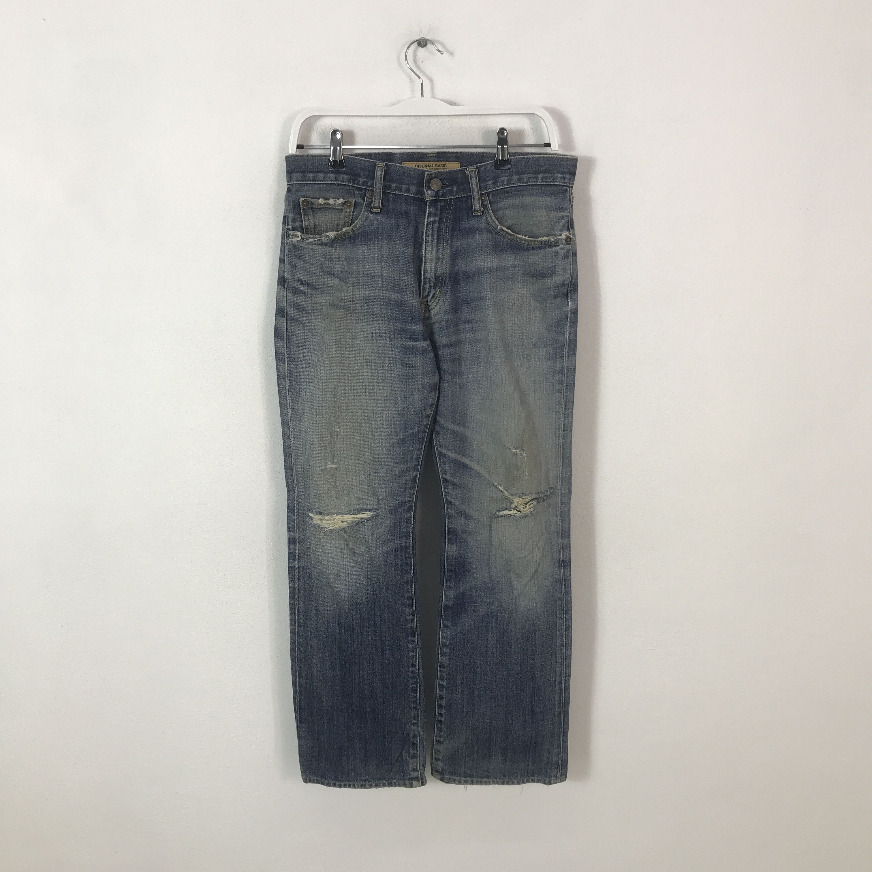 Japanese Brand Flare uniqlo Jp bootcut distressed denim K54B17 Size US 31 - 1 Thumbnail